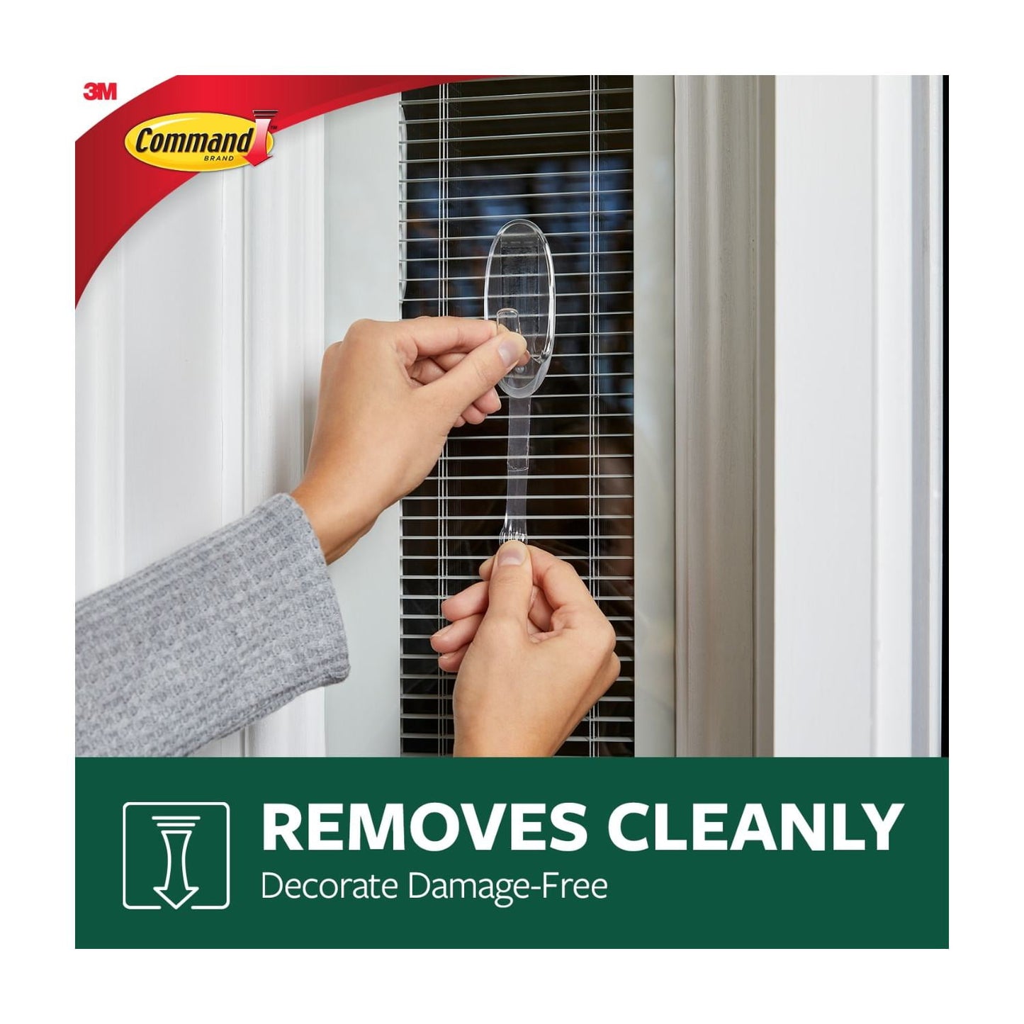 Command Outdoor Clear Window Hook, Large, 1 Hook, 2 Strips/Pack