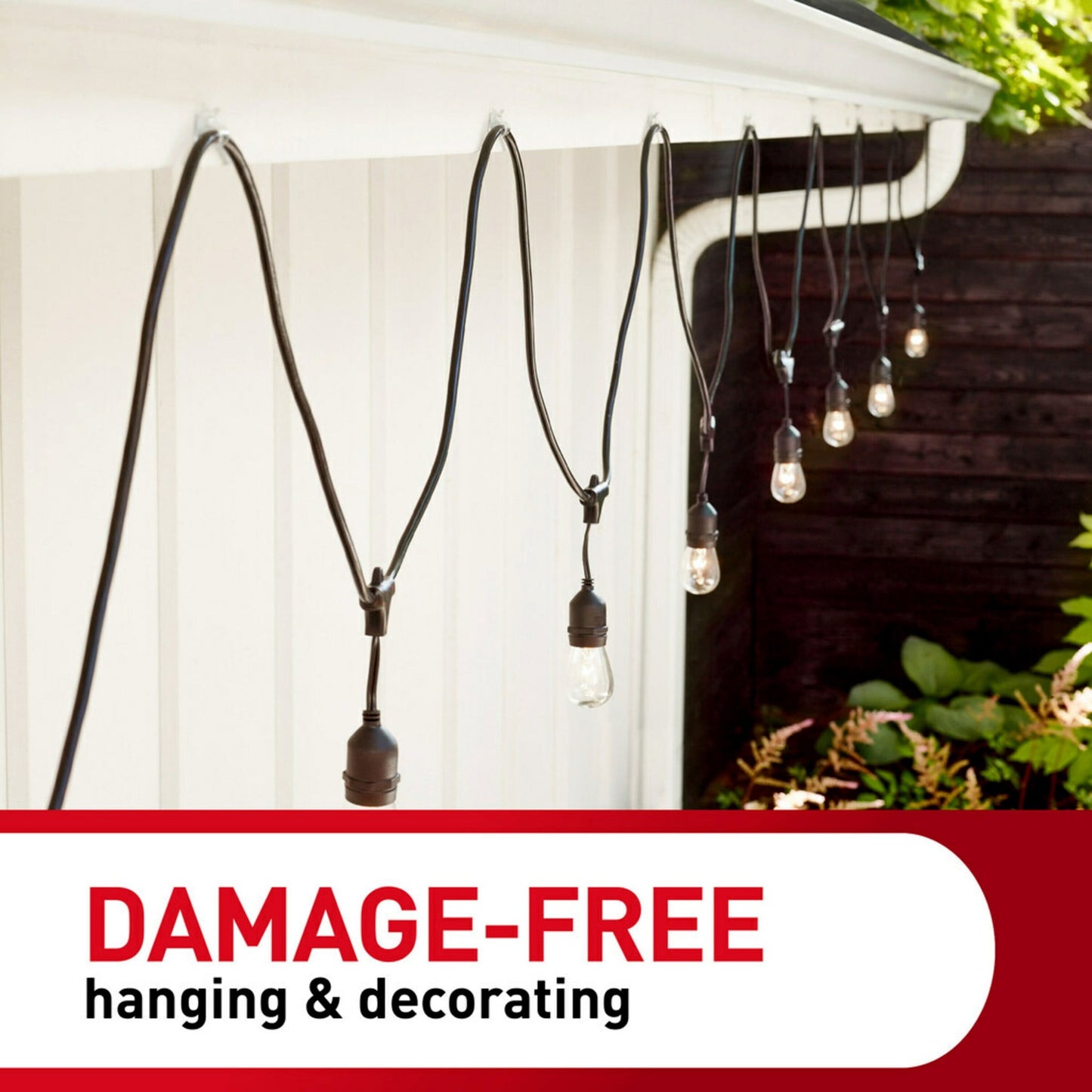 Command Outdoor Light Clips, Clear, Hang Lights, 16 Clips and 20 Strips, Holiday Decorations