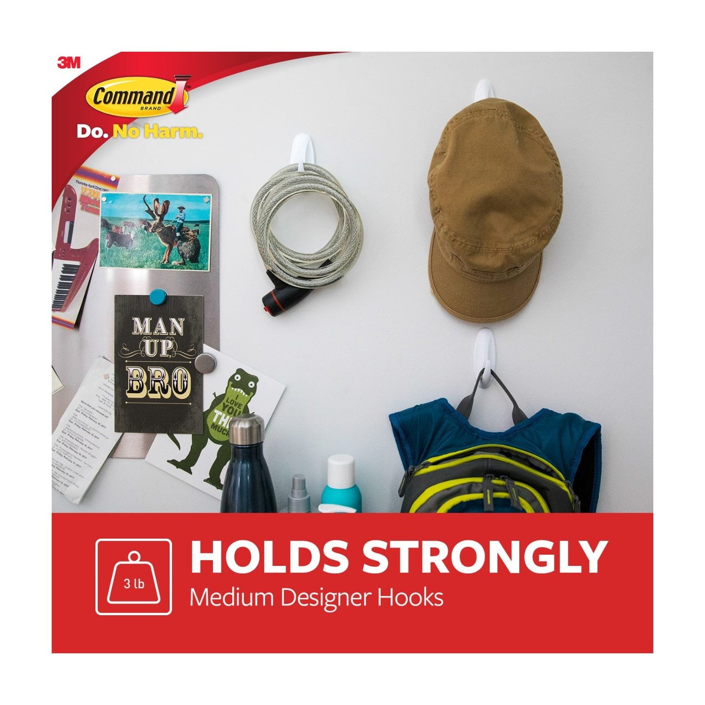 Command Medium Designer Hooks, White, 8 Wall Hooks, Damage-Free Hanging