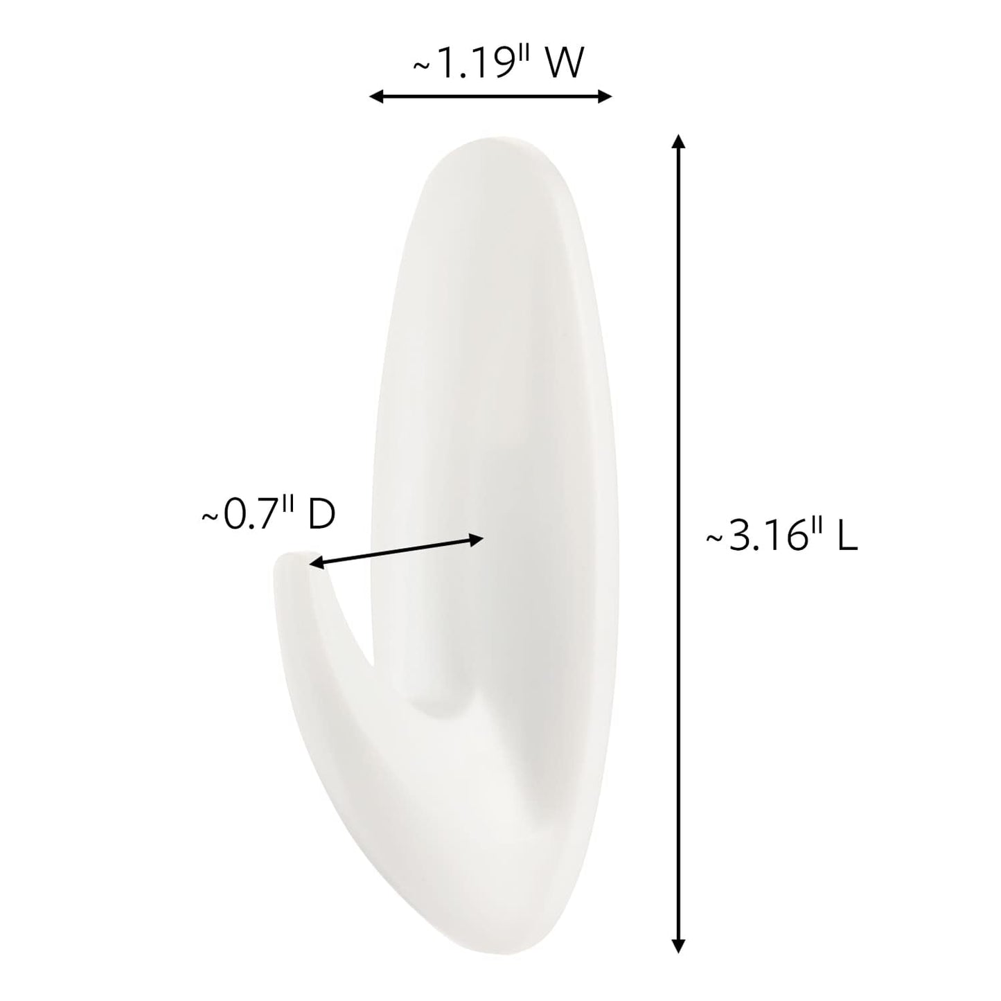 Command Medium Designer Hooks, White, 8 Wall Hooks, Damage-Free Hanging