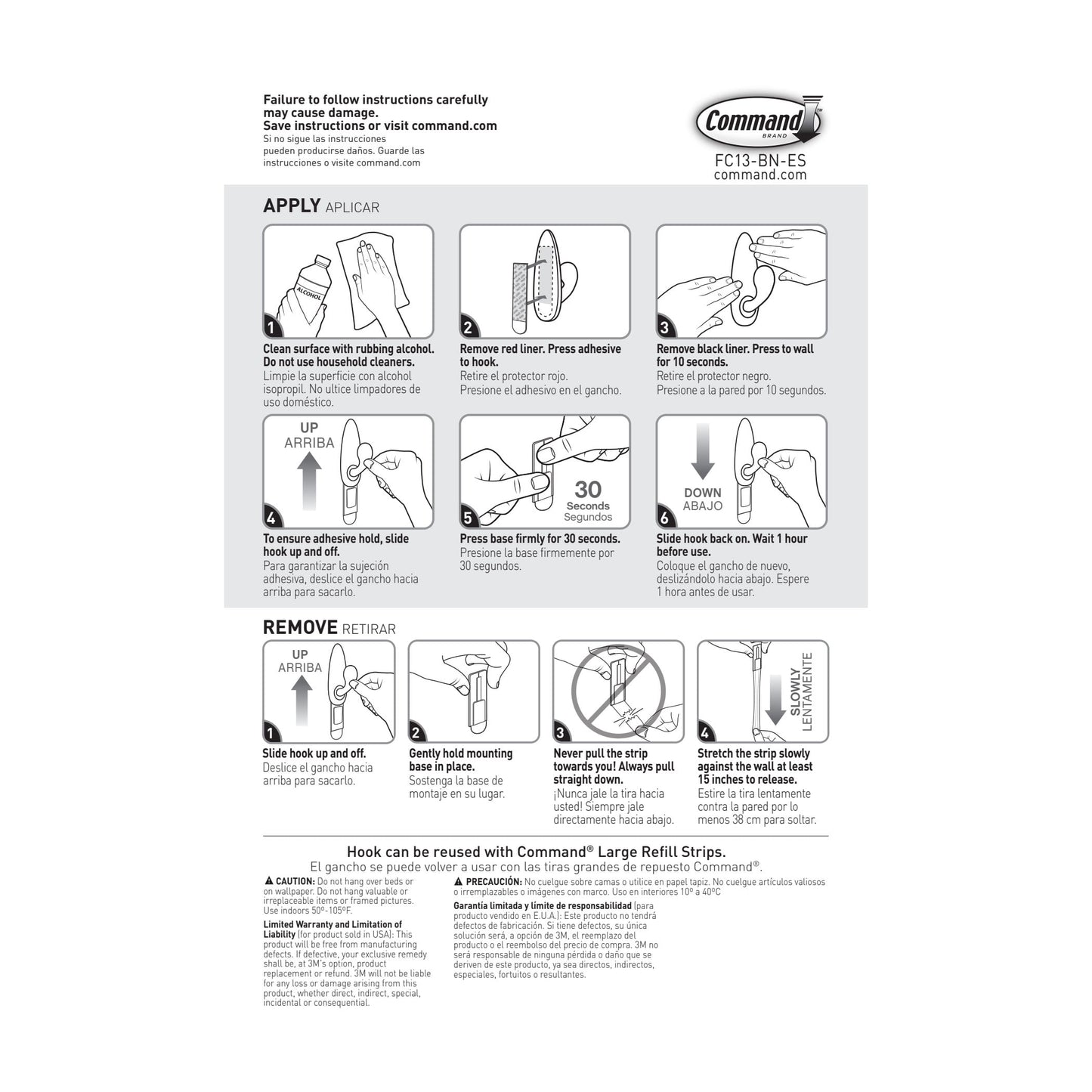 Command Forever Classic Large Metal Hooks, Brushed Nickel, Damage Free Decorating, 1 Hook