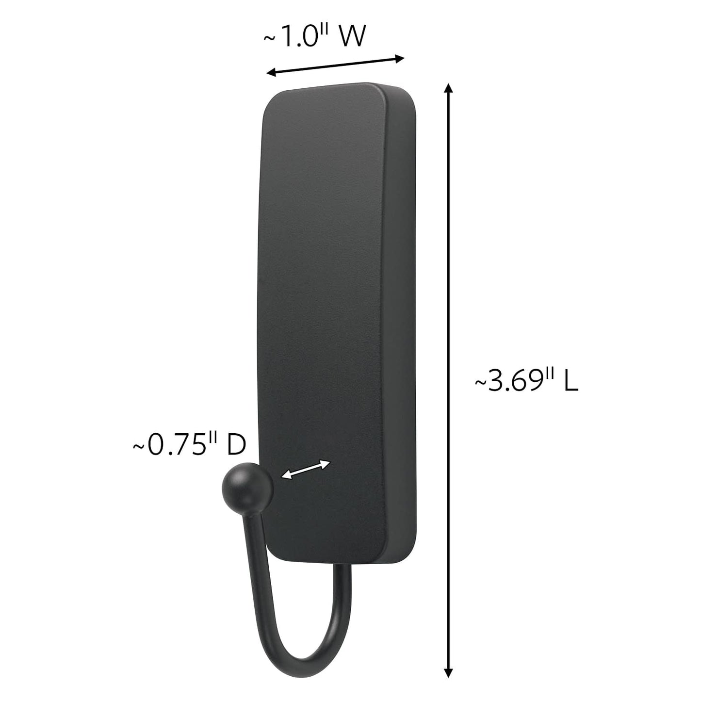 Command Bath Hook, Medium, Matte Black, 2 Hooks 4 Strips per Pack, Bathroom Organization