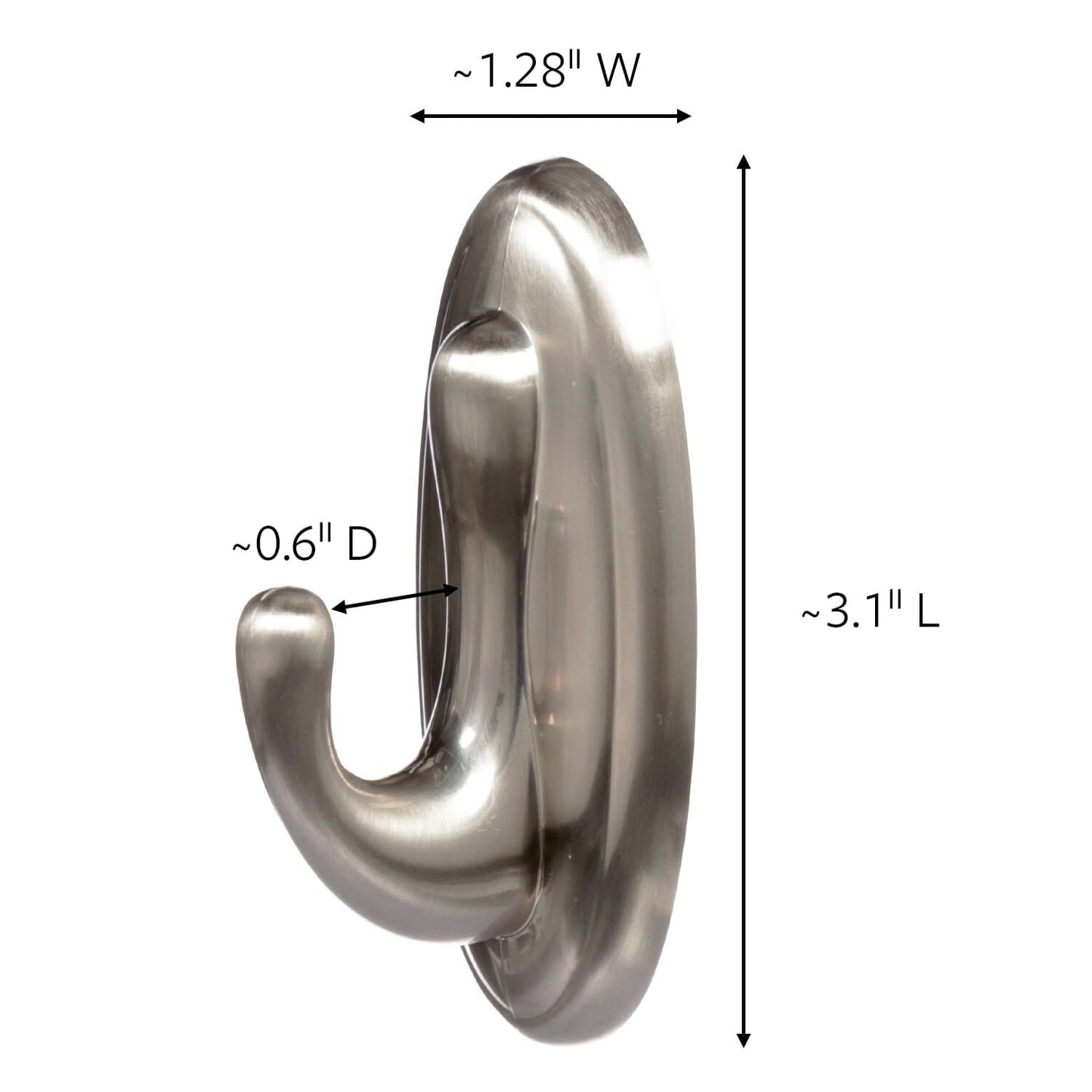 Command Bath Medium Hooks, Brushed Nickel, 2 Wall Hooks, 4 Water Resistant Strips