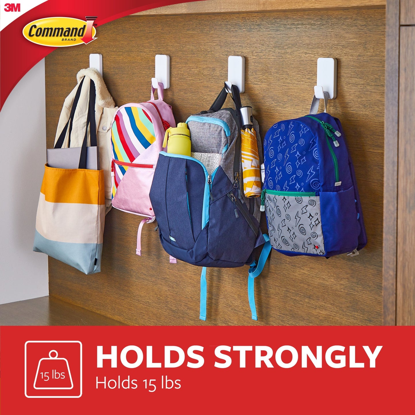 Command 15 lb XL Heavyweight Hook, White, 1 Wall Hook, Damage-Free Hanging