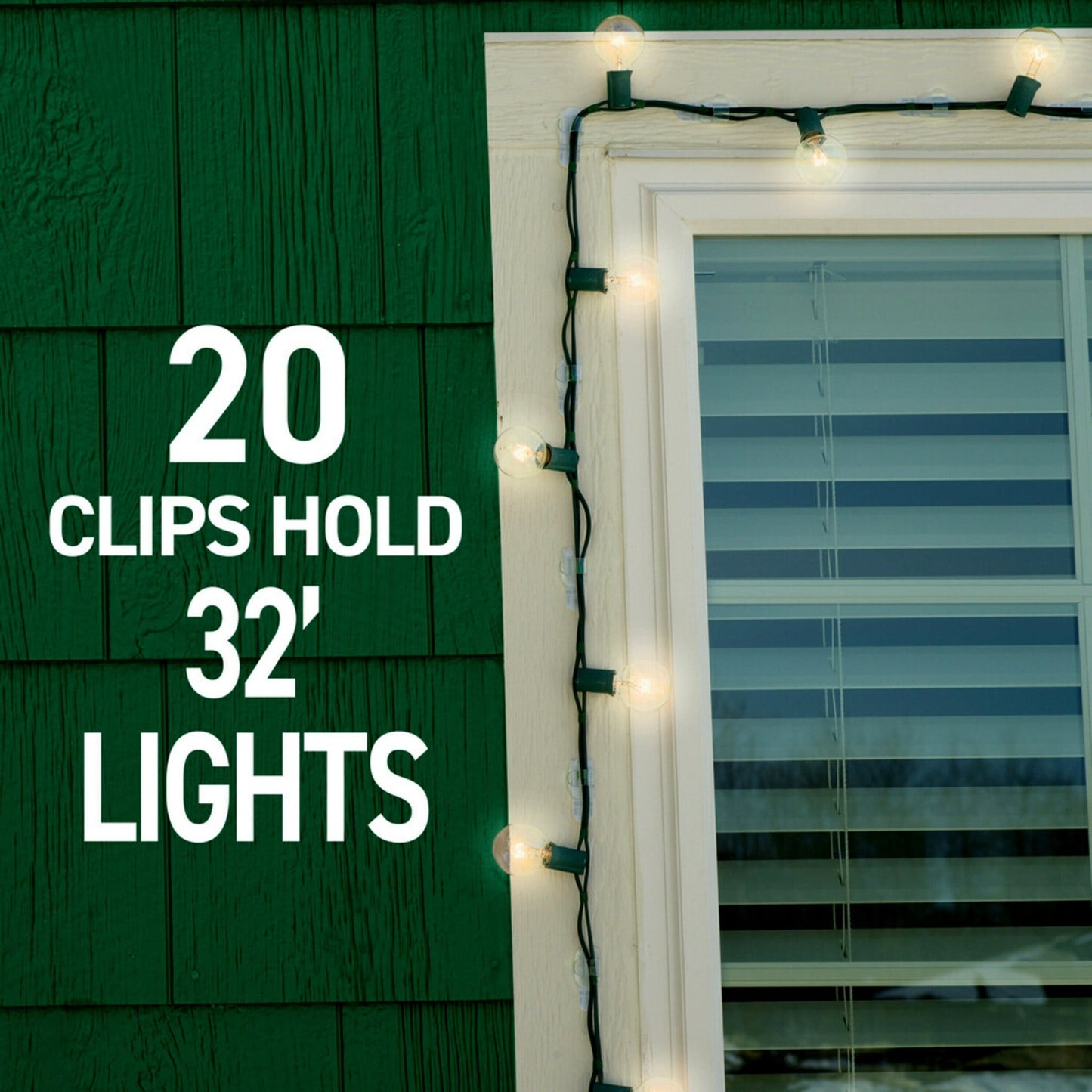 Command Outdoor Light Clips, Clear, Hang Lights, 16 Clips and 20 Strips, Holiday Decorations