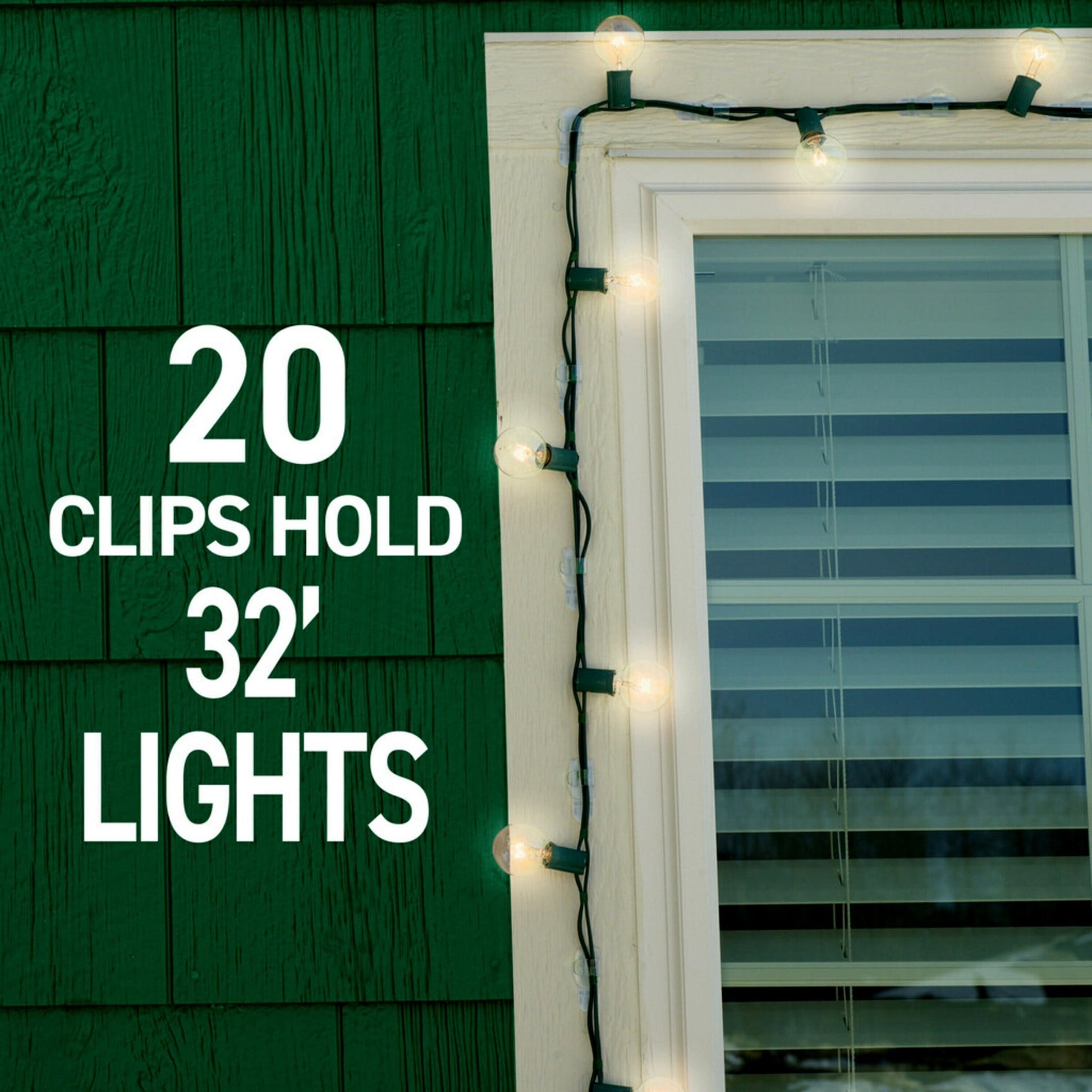 Command Outdoor Light Clips, Clear, Hang Lights, 16 Clips and 20 Strips, Holiday Decorations