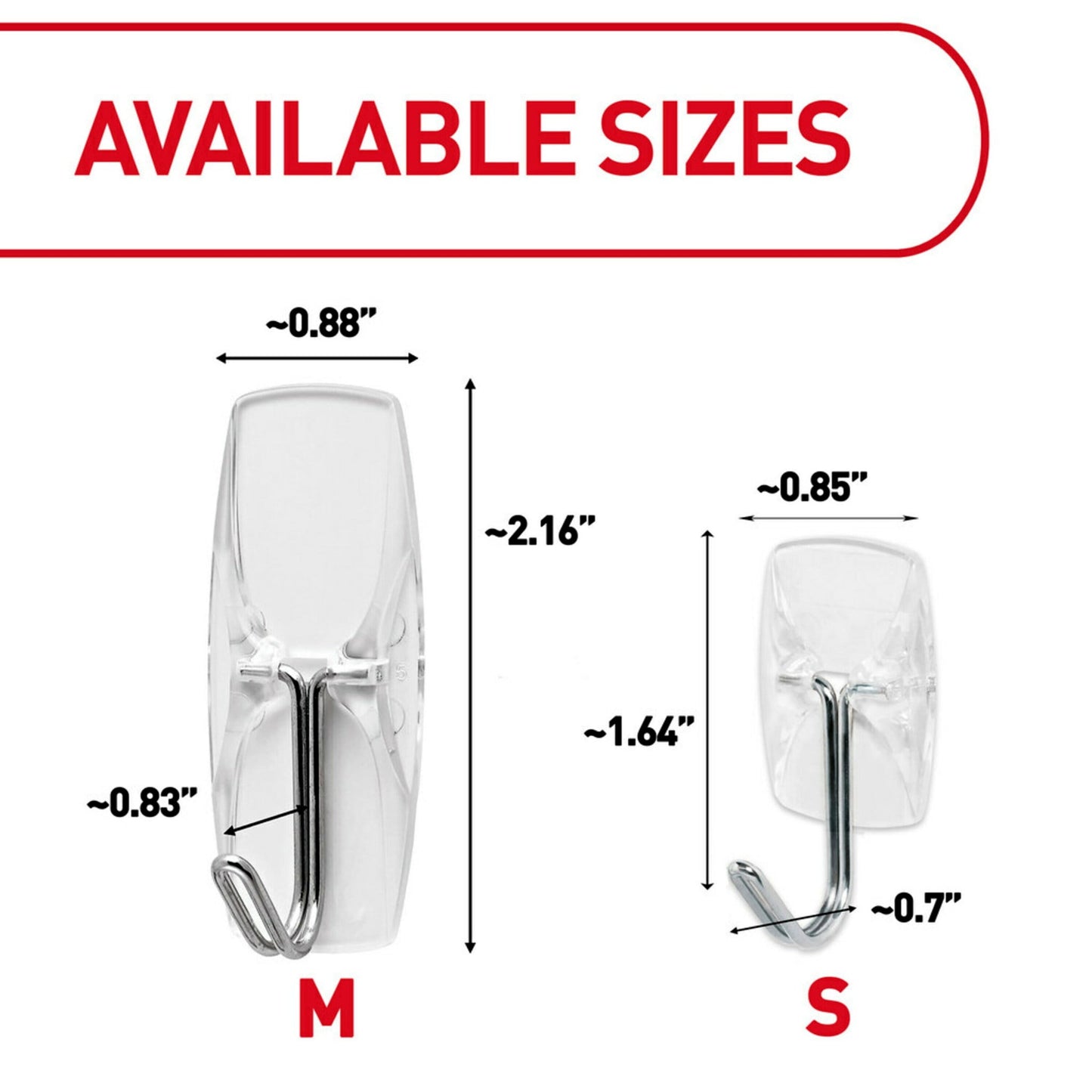 Command Small Wire Toggle Hooks, Clear, Damage Free Decorating, 9 Hooks