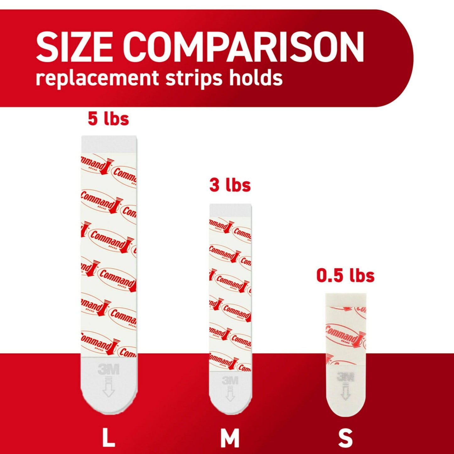 Command Large Replacement Strips, Foam, Plastic, 8 Strips, 17023-8ESF