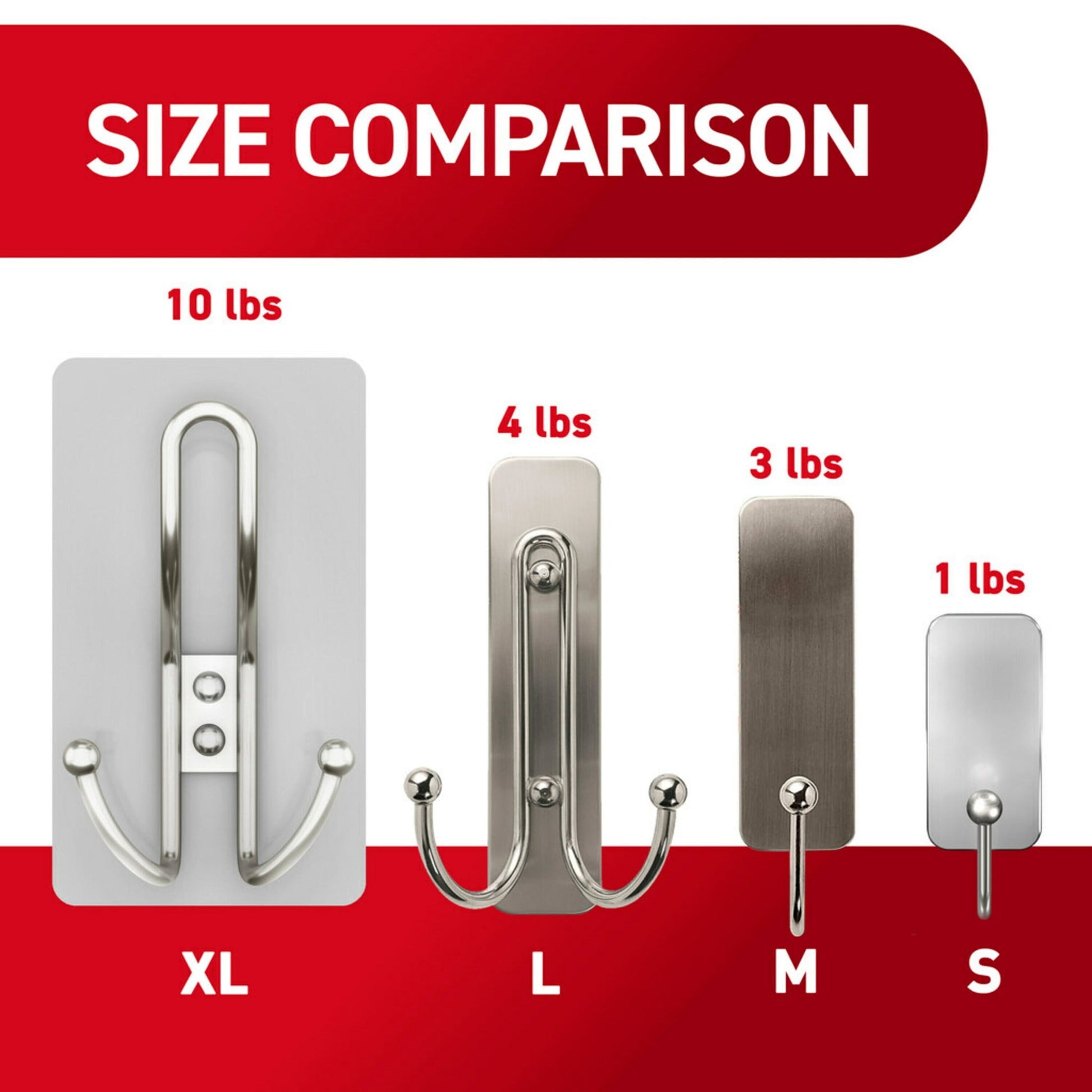 Command X-Large Satin Nickel Triple Hook, 1 Hook, 3 Strip