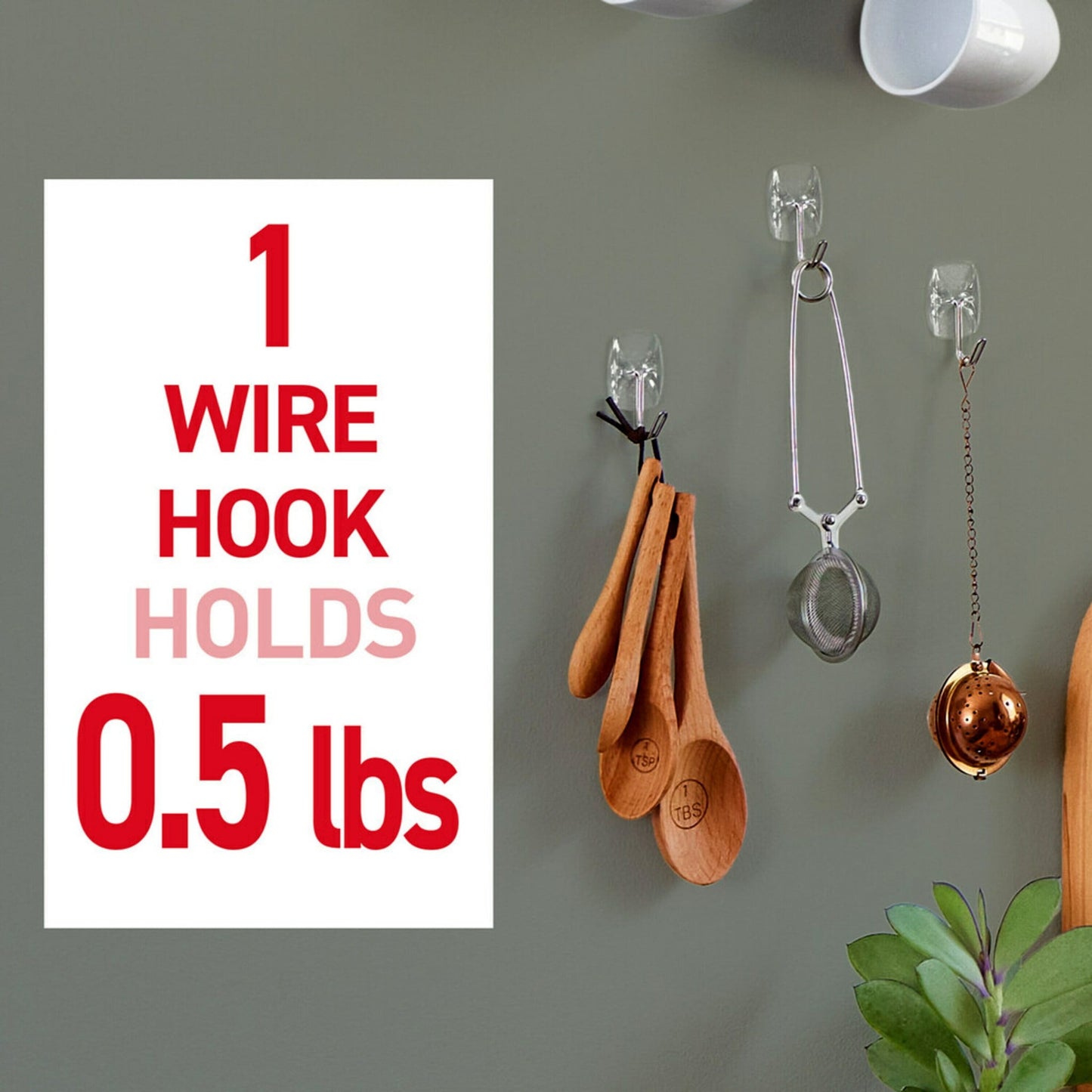 Command Small Wire Toggle Hooks, Clear, Damage Free Decorating, 9 Hooks