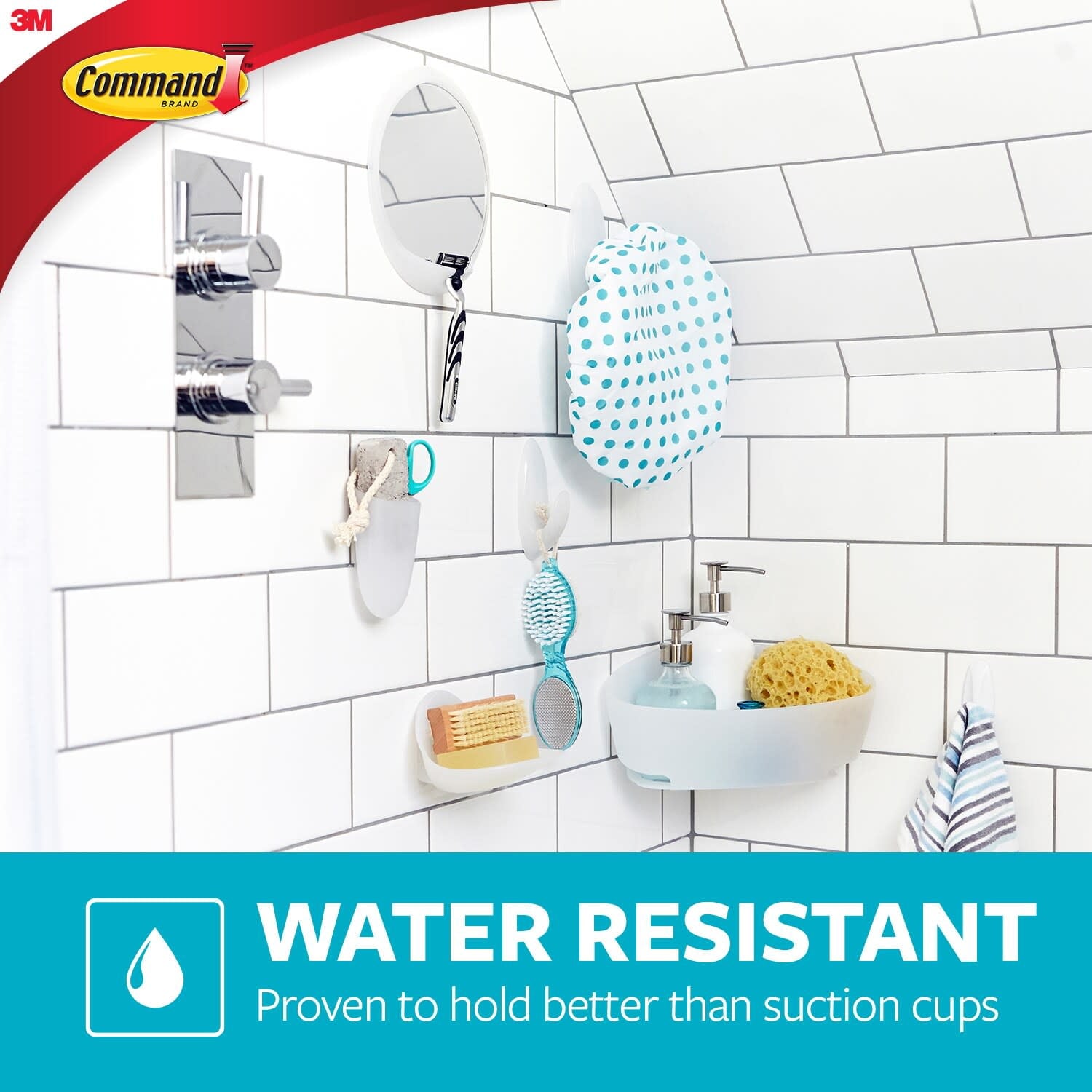 Command Large Towel Hooks Value Pack, Frosted, 3 Wall Hooks, Holds 5 lbs, Bathroom Organization