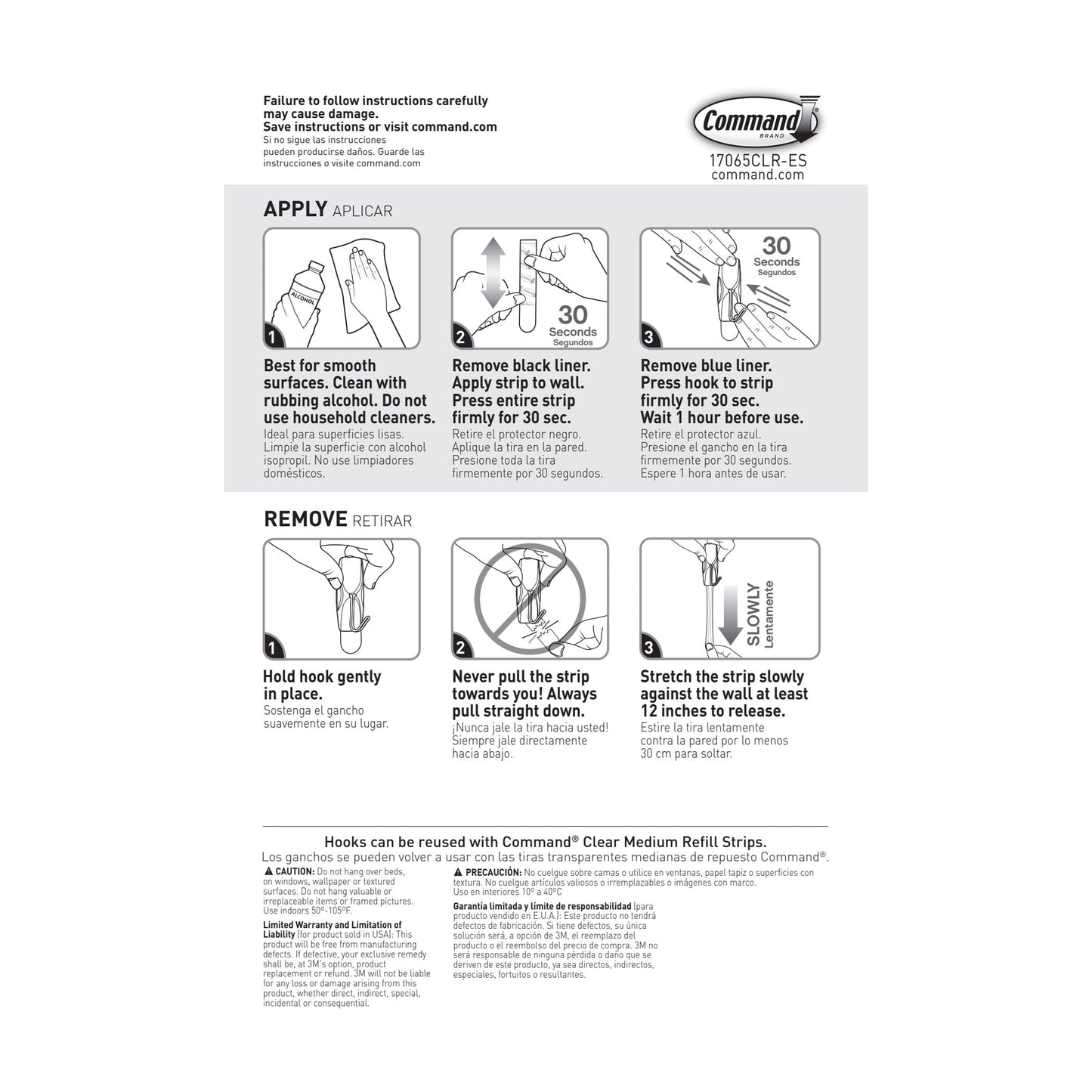 Command Wire Toggle Hooks, Clear, Medium, 6 Wall Hooks, Damage-Free Hanging