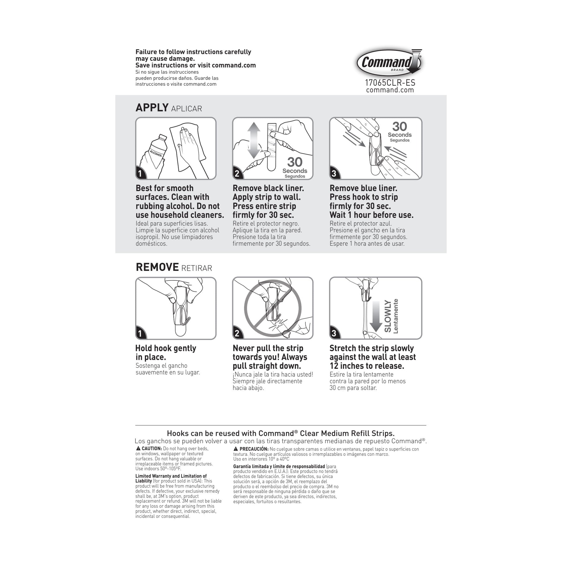 Command Wire Toggle Hooks, Clear, Medium, 6 Wall Hooks, Damage-Free Hanging
