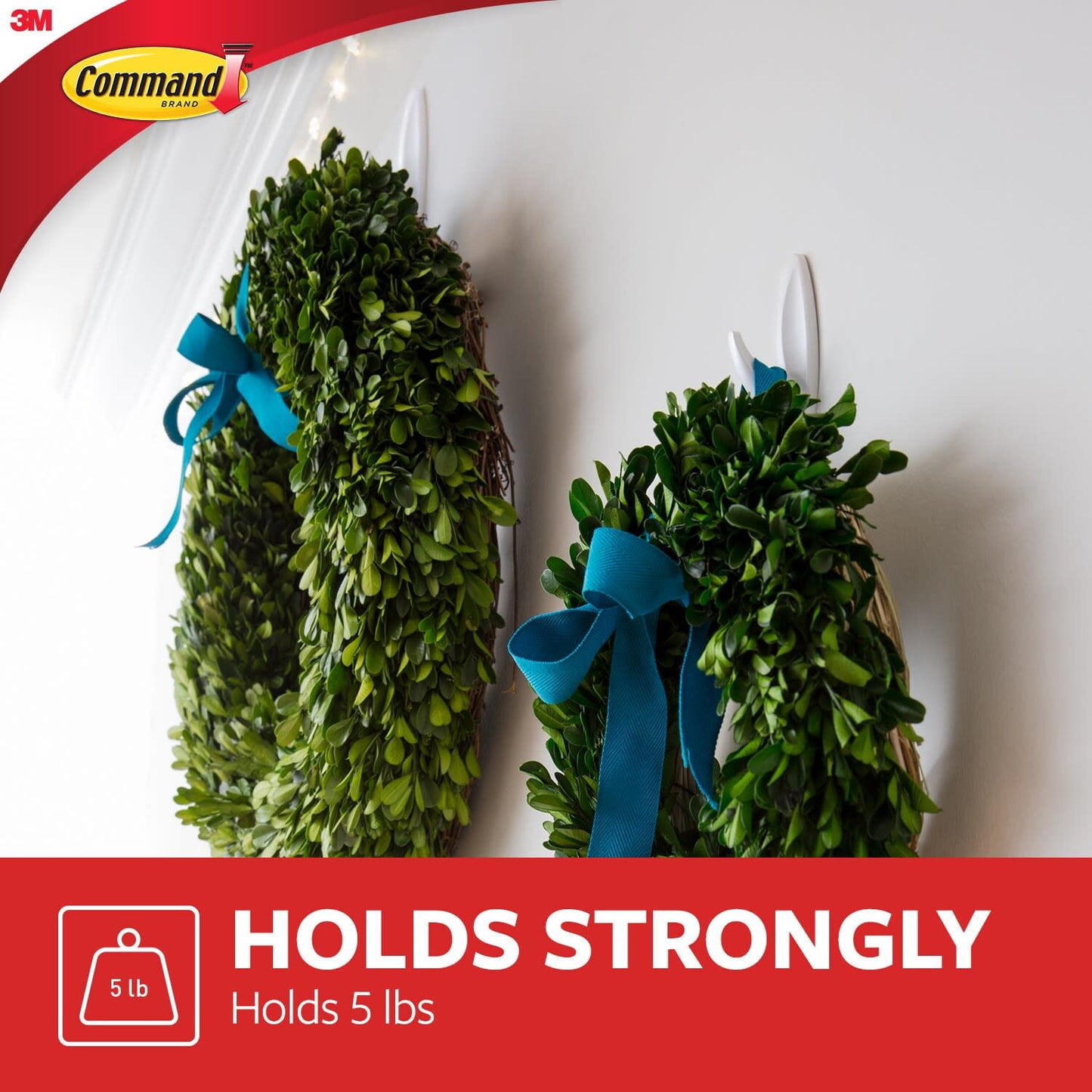 Command Large Designer Hooks, White, 4 Wall Hooks, Damage-Free Hanging