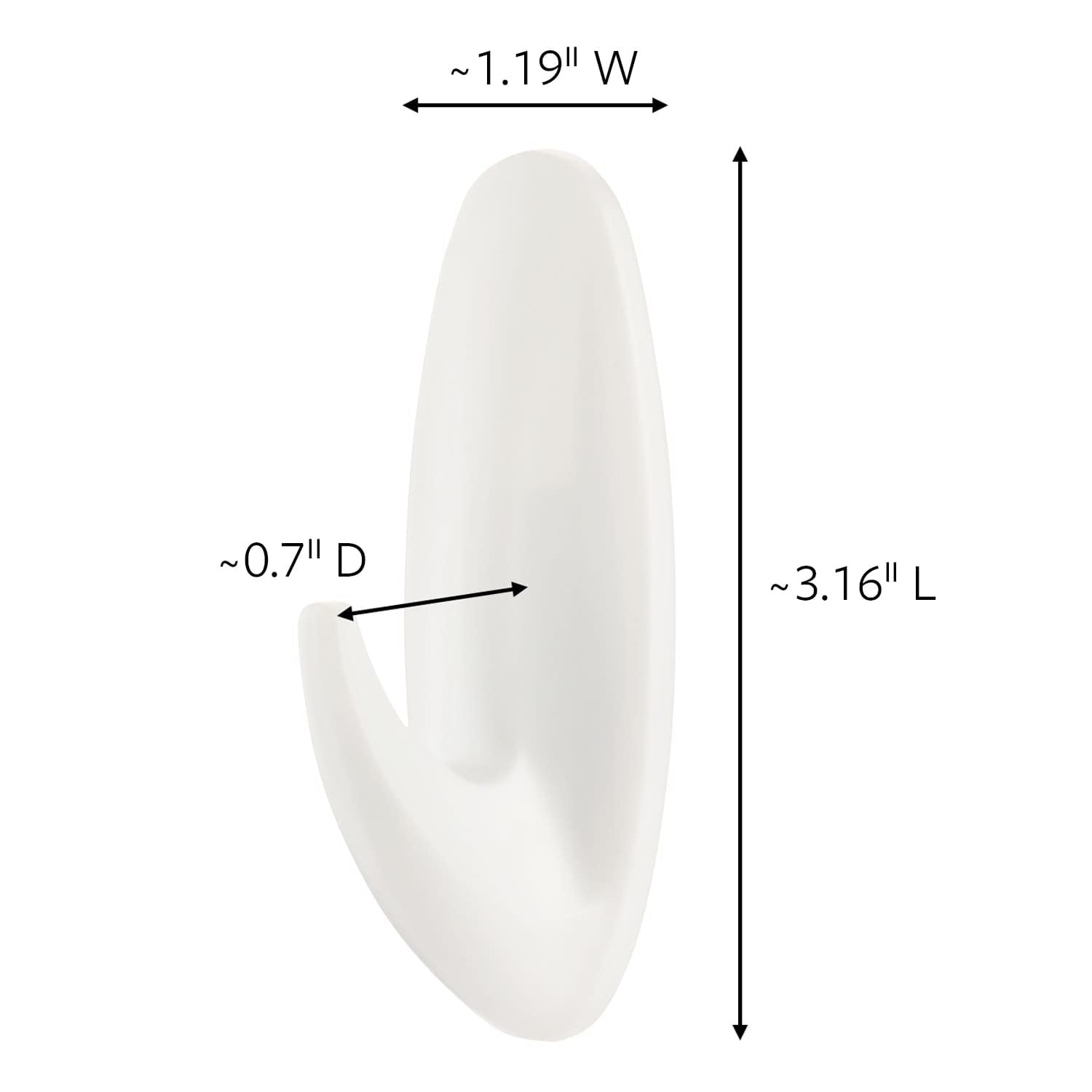 Command Medium Designer Hooks, White, 8 Wall Hooks, Damage-Free Hanging