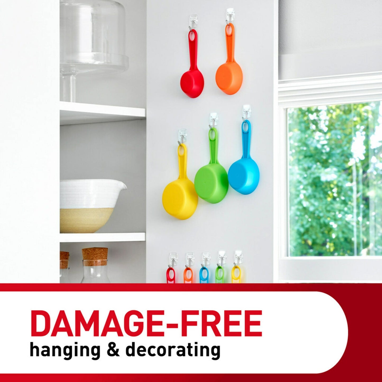 Command Small Wire Toggle Hooks, Clear, Damage Free Decorating, Four Hooks