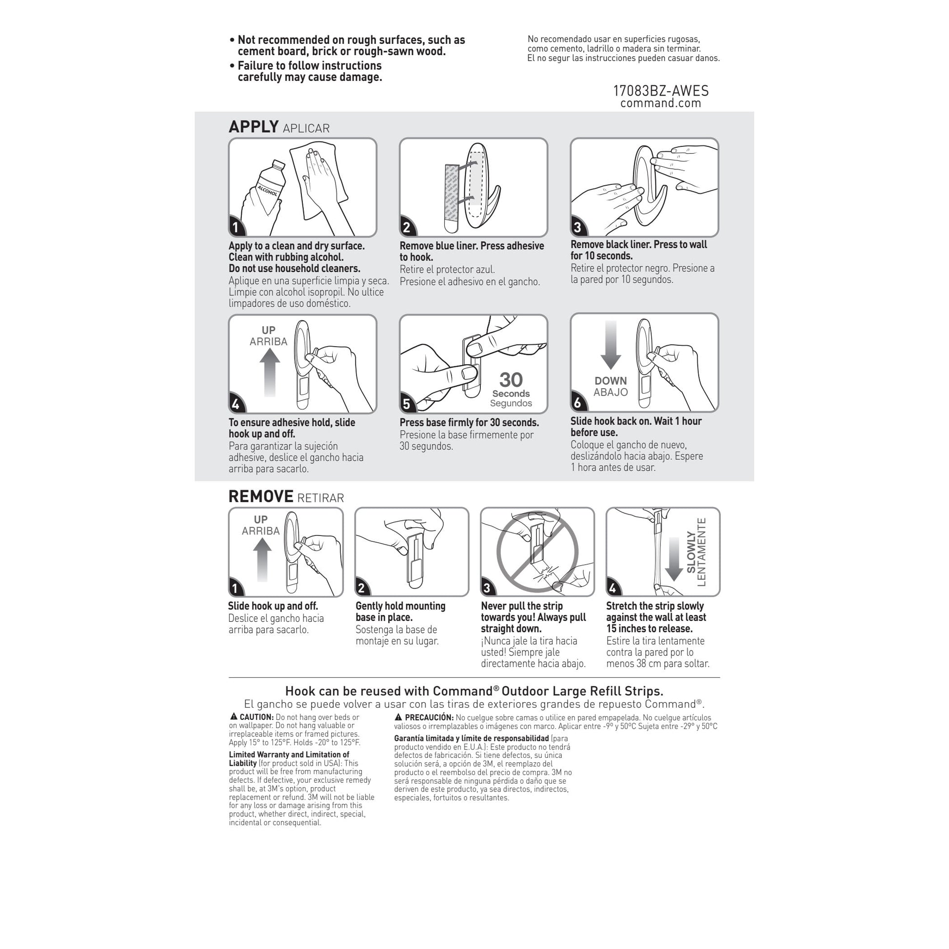 Command Outdoor Metallic Bronze Hook, Large, 1 Hook, 2 Strips/Pack