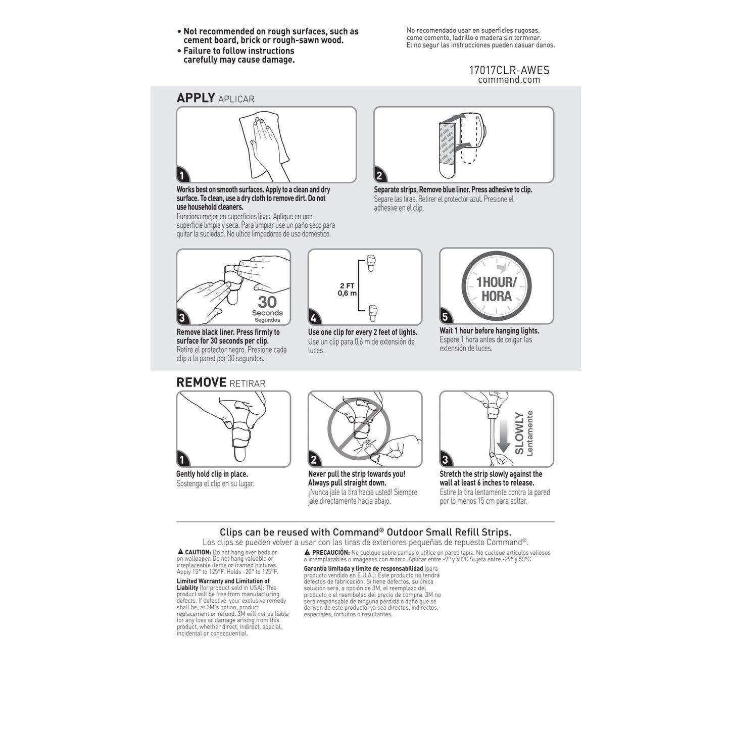 Command Outdoor Light Clips, Clear, Hang Lights, 16 Clips and 20 Strips, Holiday Decorations