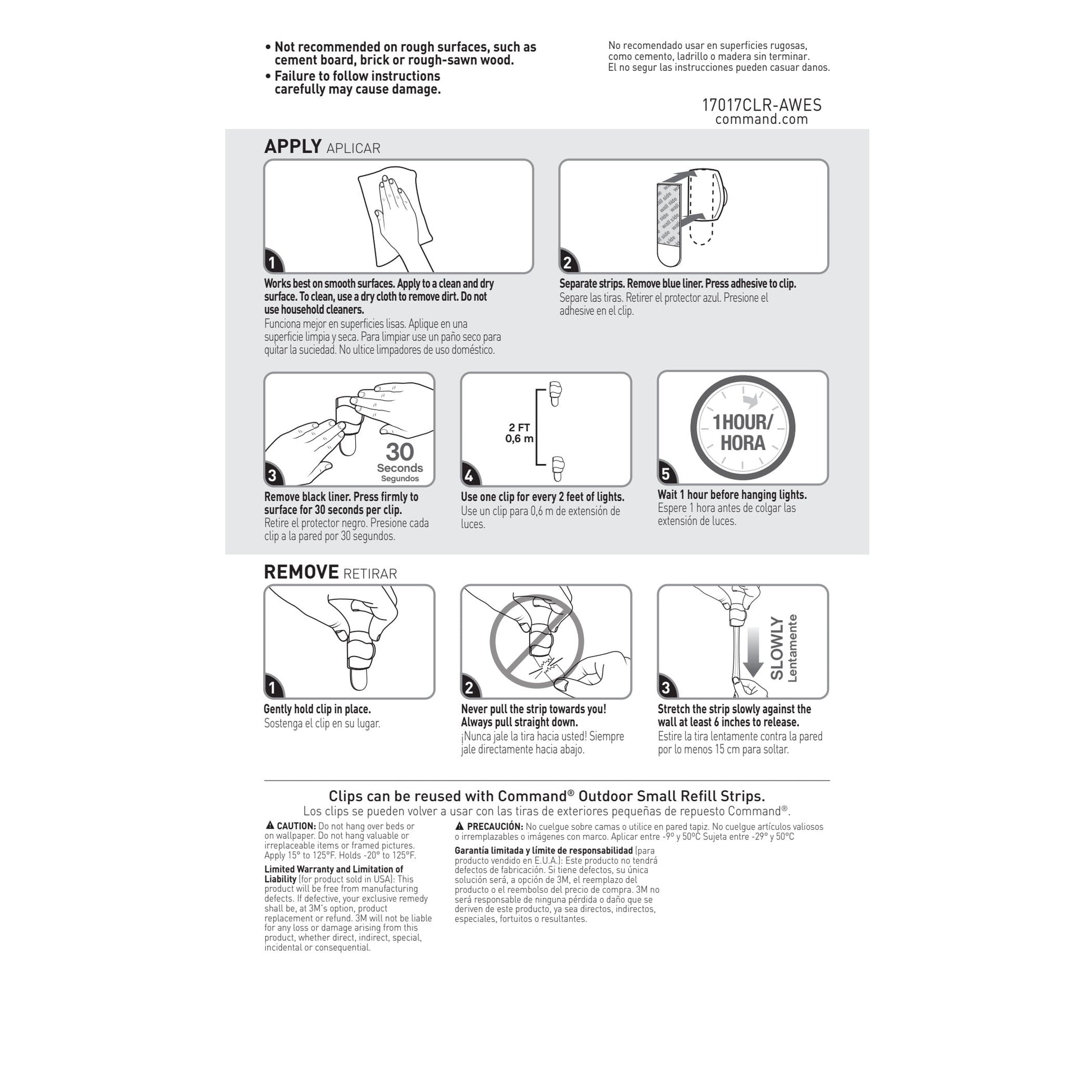 Command Outdoor Light Clips, Clear, Hang Lights, 16 Clips and 20 Strips, Holiday Decorations