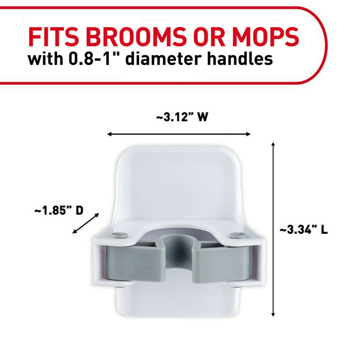 Command Broom and Mop Grippers Wall Hook, White, Damage Free Organizing, 3 Hangers