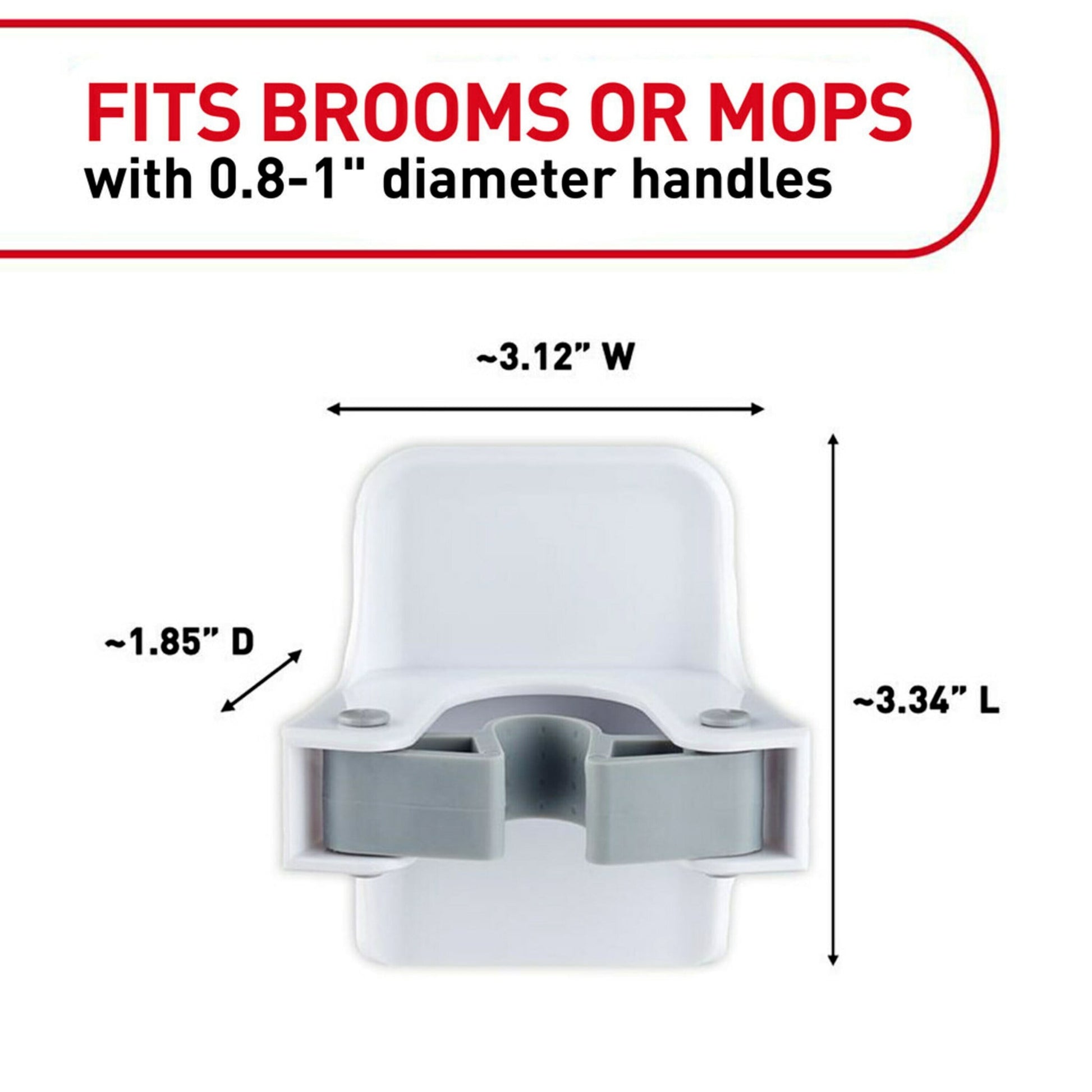Command Broom and Mop Grippers Wall Hook, White, Damage Free Organizing, 3 Hangers