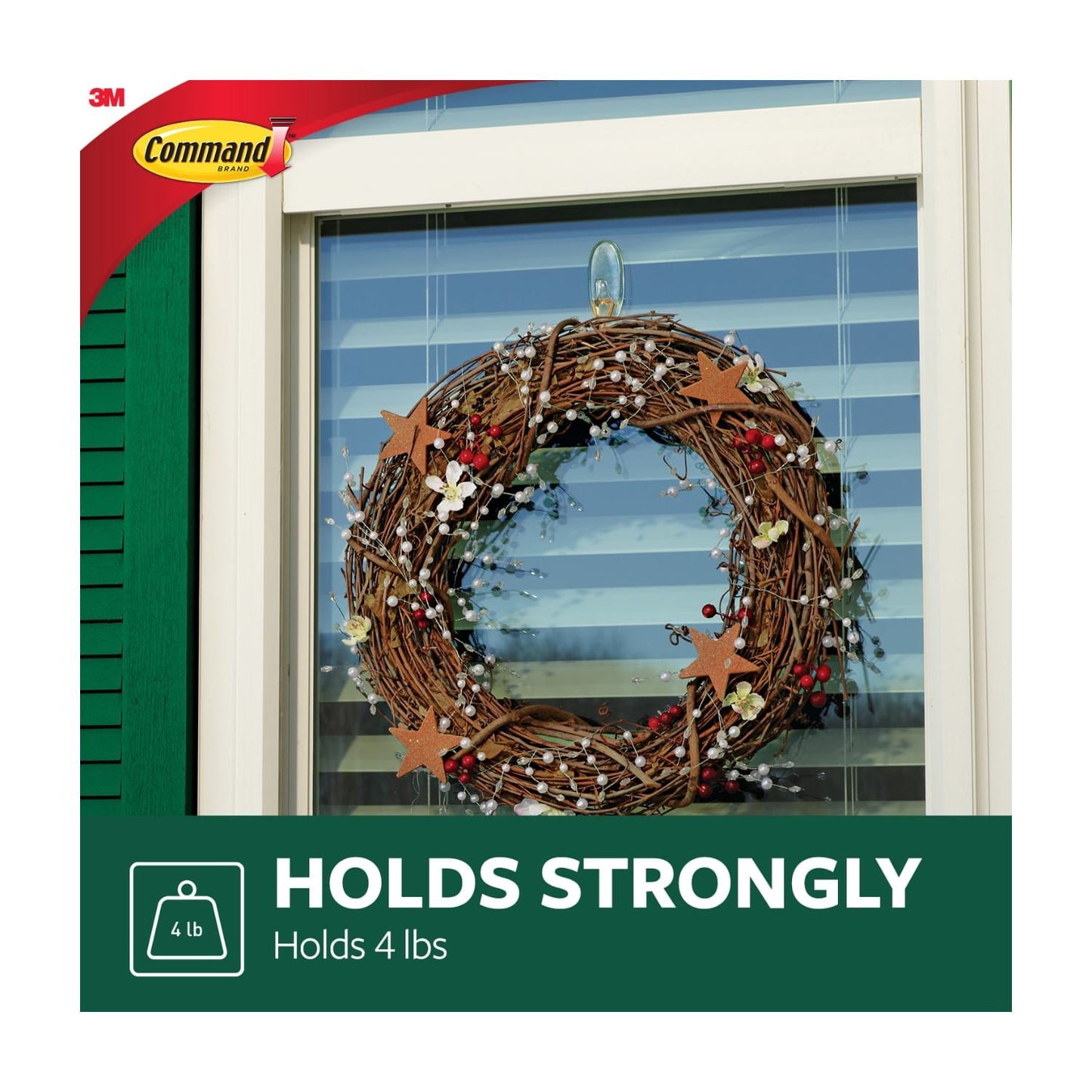 Command Outdoor Clear Window Hook, Large, 1 Hook, 2 Strips/Pack