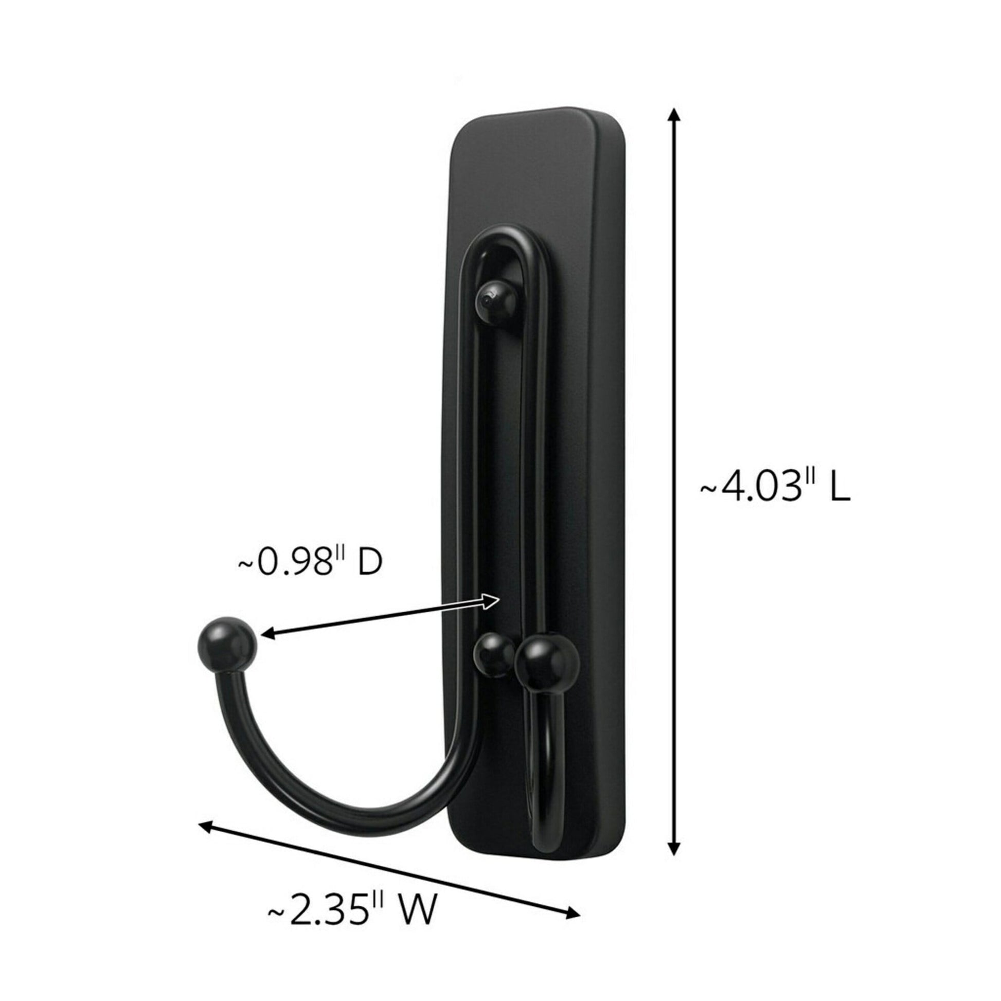 Command Large Double Wall Hooks, Black, Damage Free Decorating, 2 Hooks