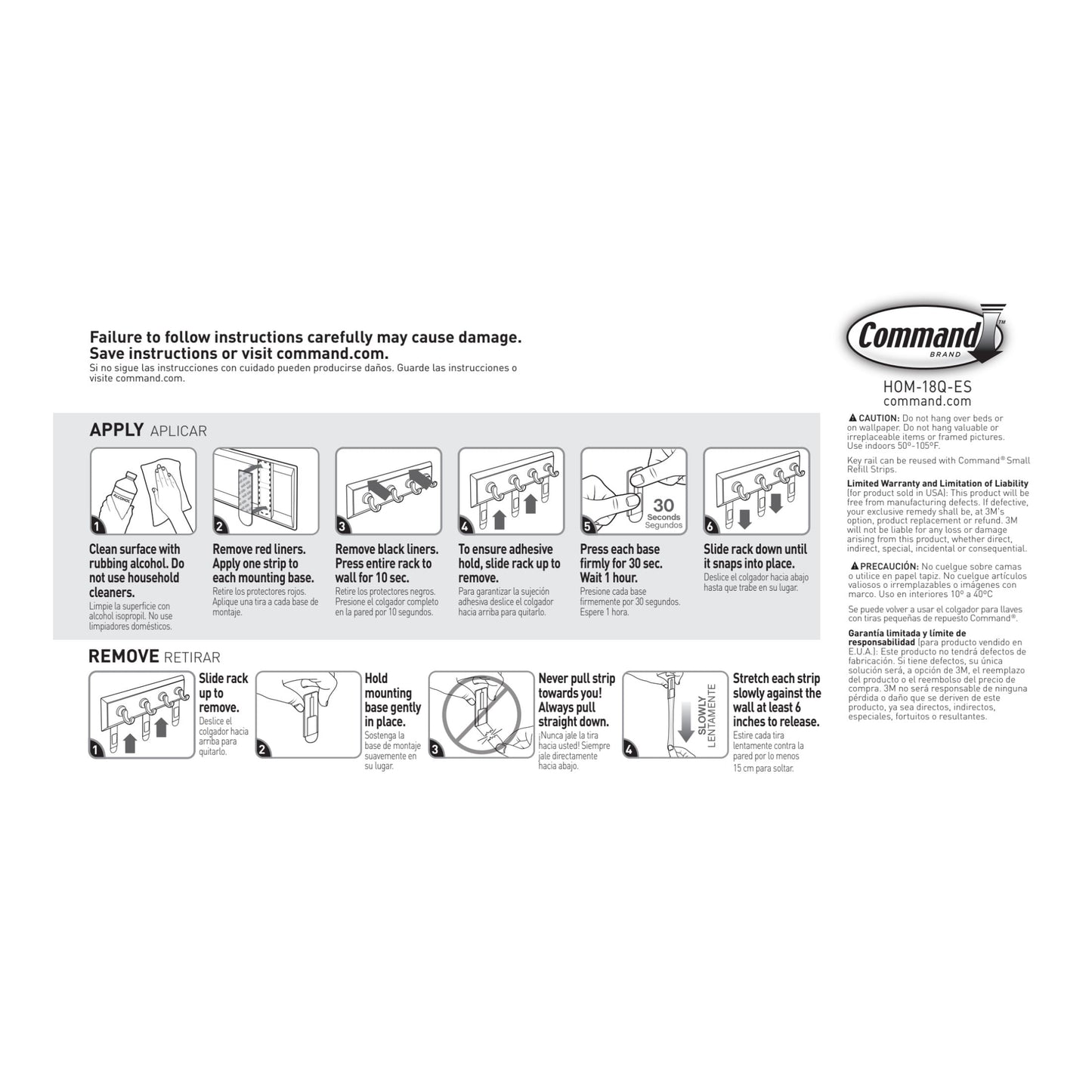 Command White Key Rail, 4 Hooks, 1 Key Holder for Wall, 6 Strips/Pack