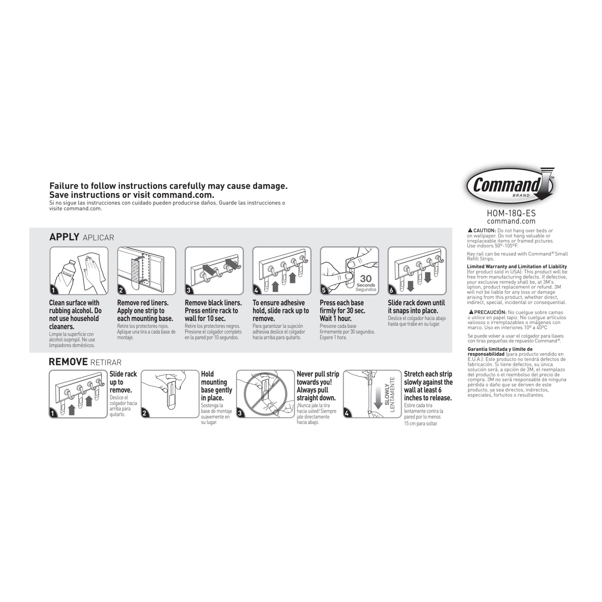 Command White Key Rail, 4 Hooks, 1 Key Holder for Wall, 6 Strips/Pack