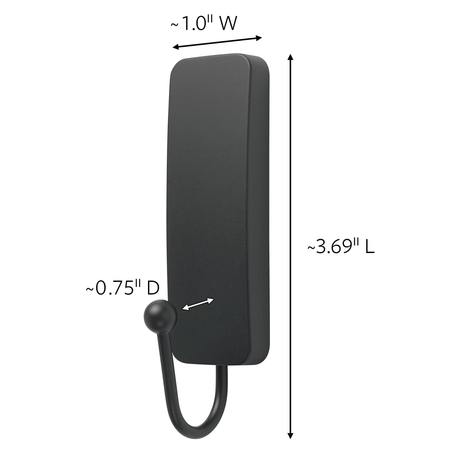 Command Bath Hook, Medium, Matte Black, 2 Hooks 4 Strips per Pack, Bathroom Organization
