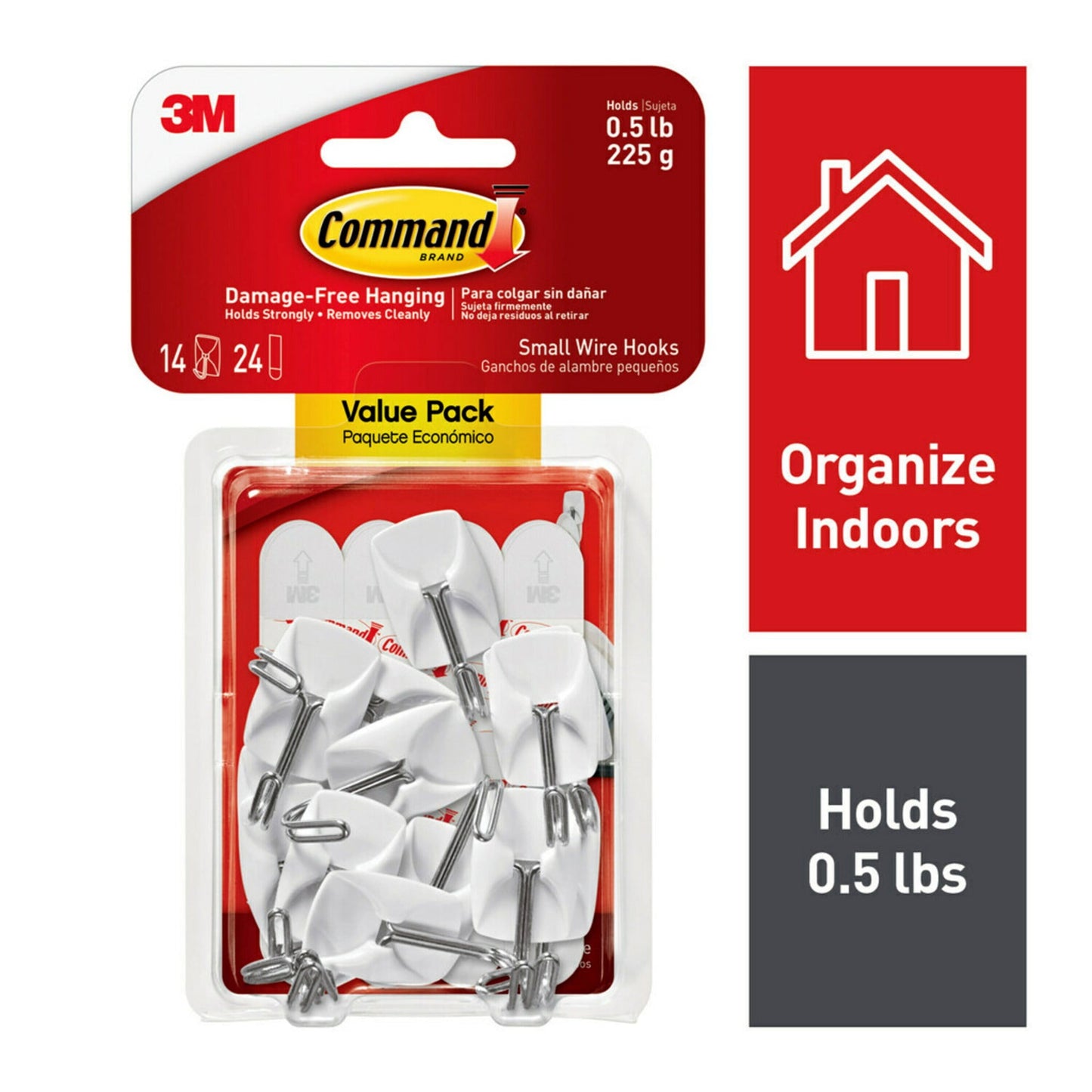 Command Small Wire Toggle Hooks, White, Damage Free Organizing, 14 Hooks and 24 Strips