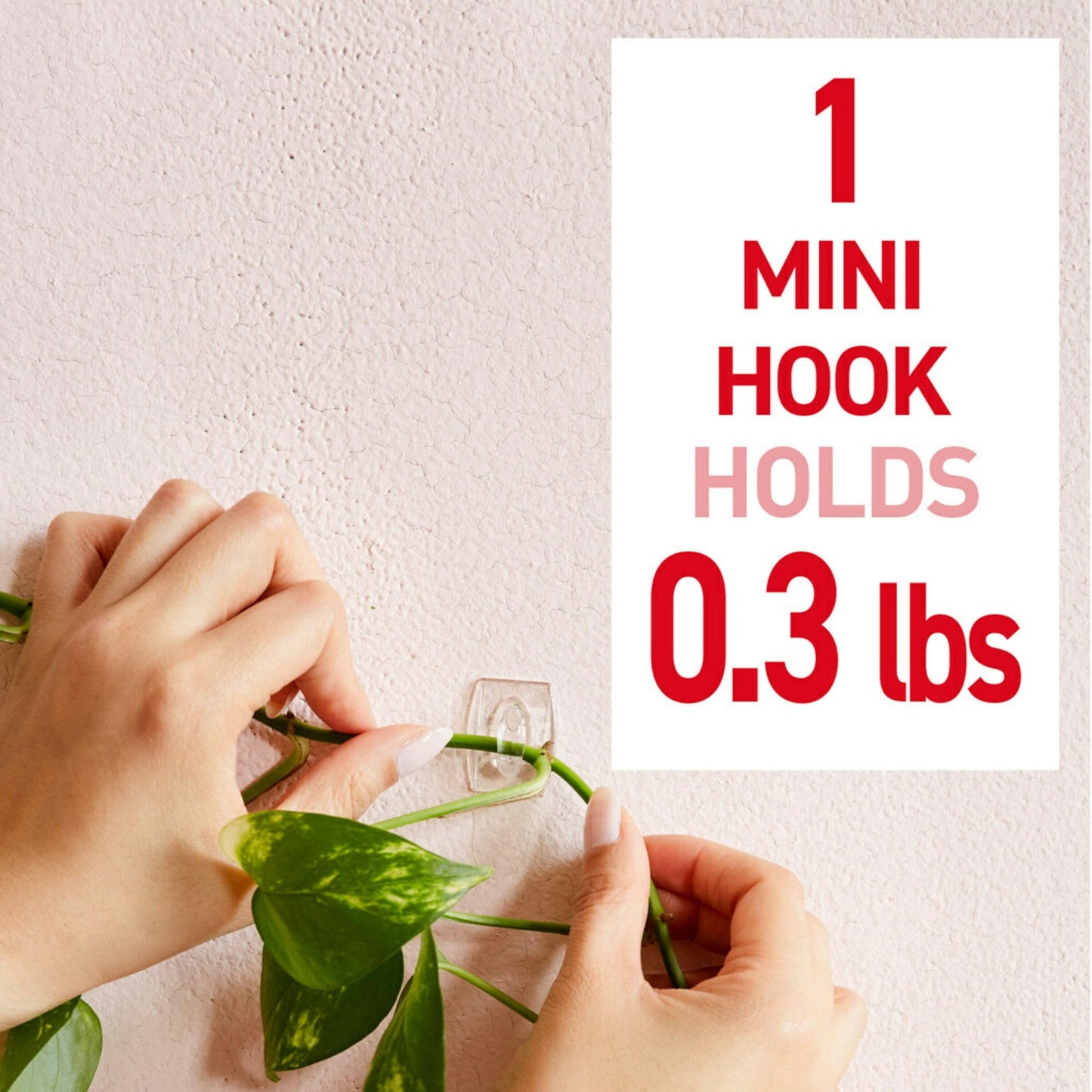 Command Mini Wall Hooks, Clear, Damage Free Decorating, 18 Hooks and 24 Command Strips