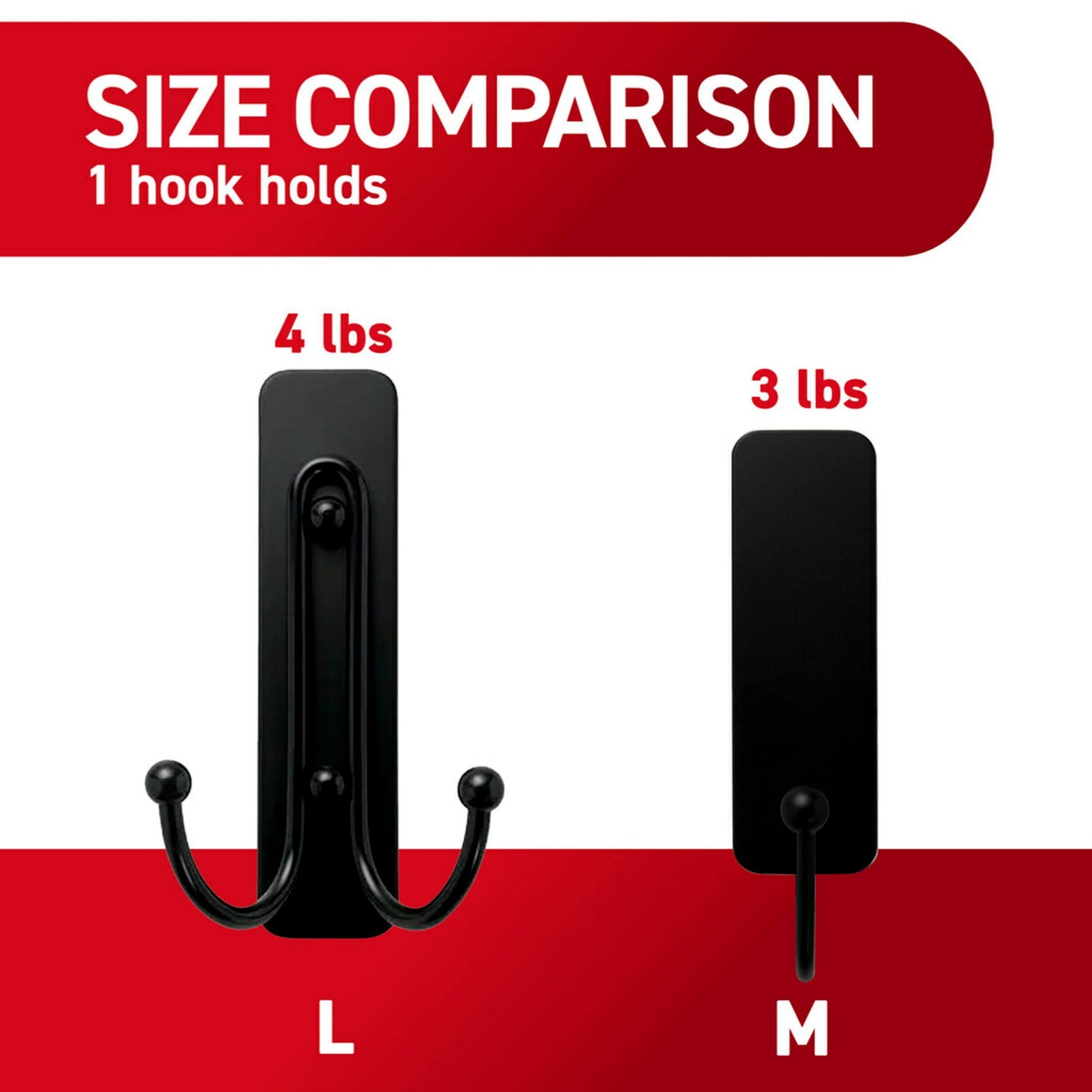 Command Medium Decorative Hooks, Matte Black, Damage Free Decorating, 1 Hook and 2 Strips