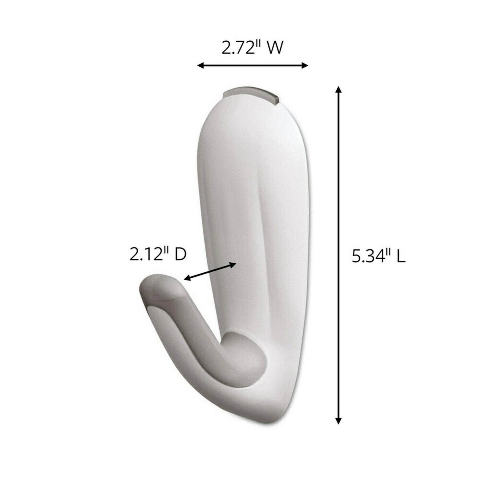 Command Bath Hook, White, Large, 1 Wall Hook, 2 Water Resistant Strips, Hang Robes or Loofahs