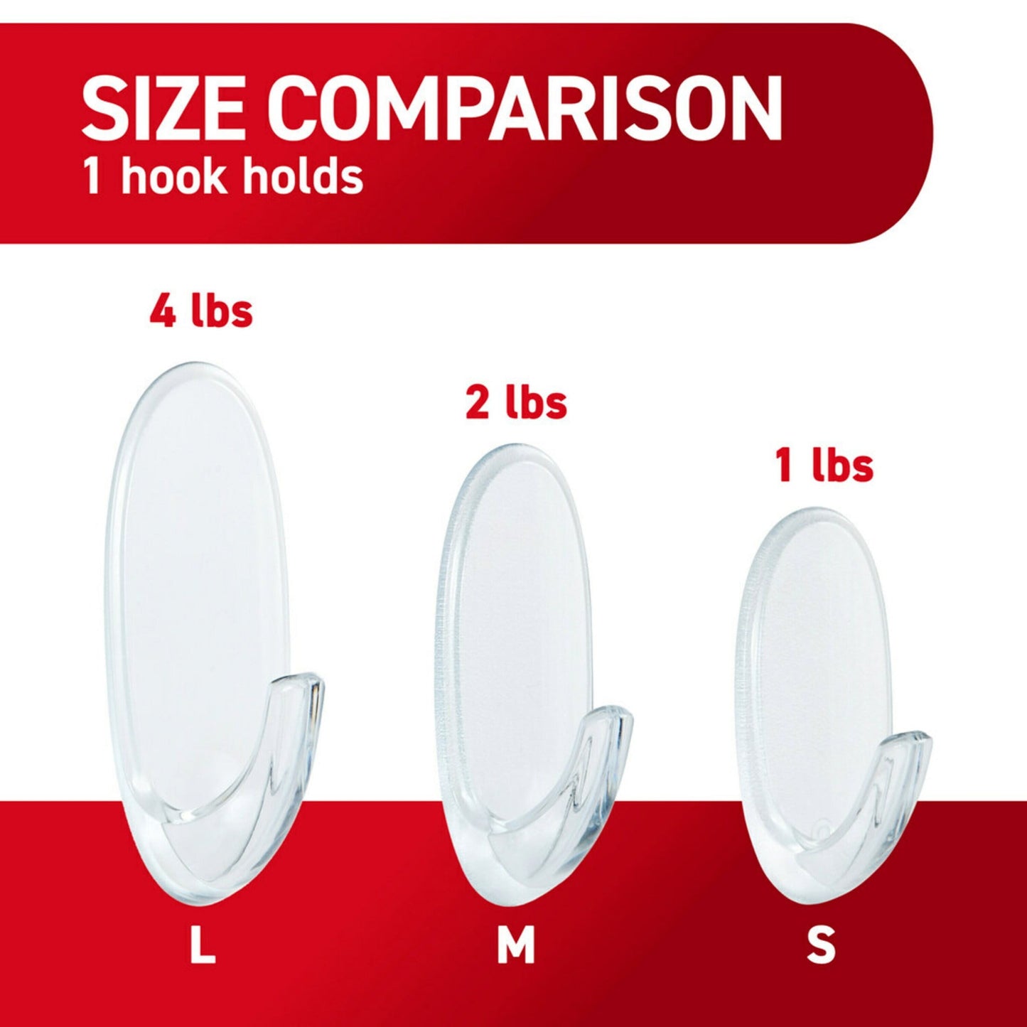 Command Medium Wall Hooks, Clear, Damage Free Hanging of Decorations, 2 Hooks