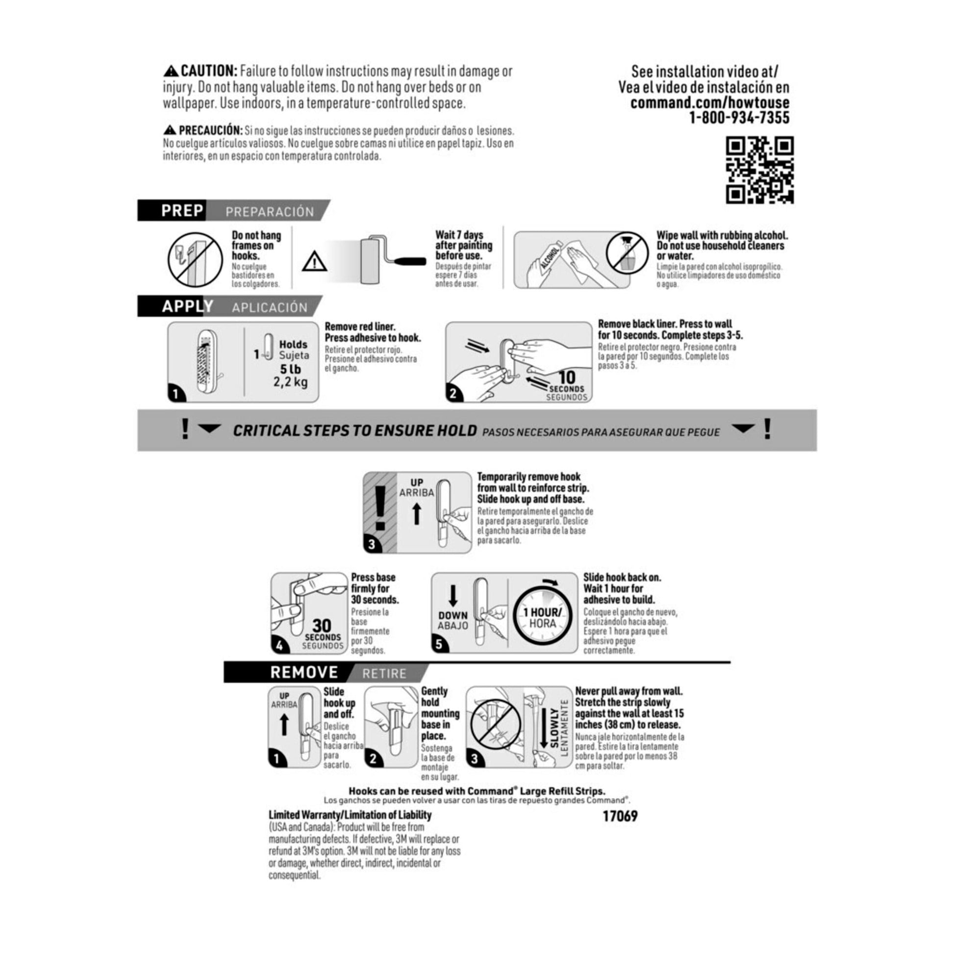 Command Wire Hook, White, Large, 1 Hook, 2 Strips/Pack