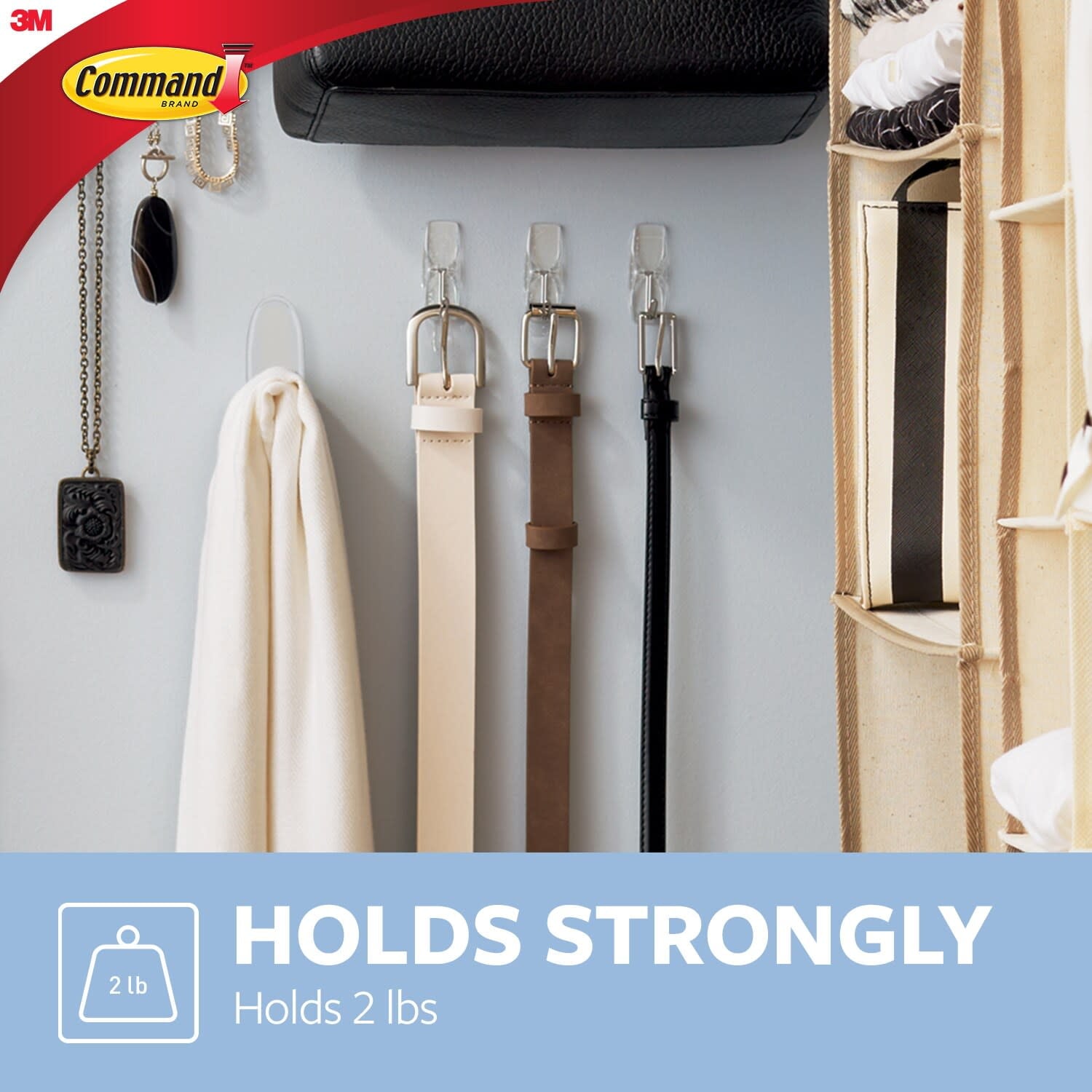 Command Wire Toggle Hooks, Clear, Medium, 6 Wall Hooks, Damage-Free Hanging