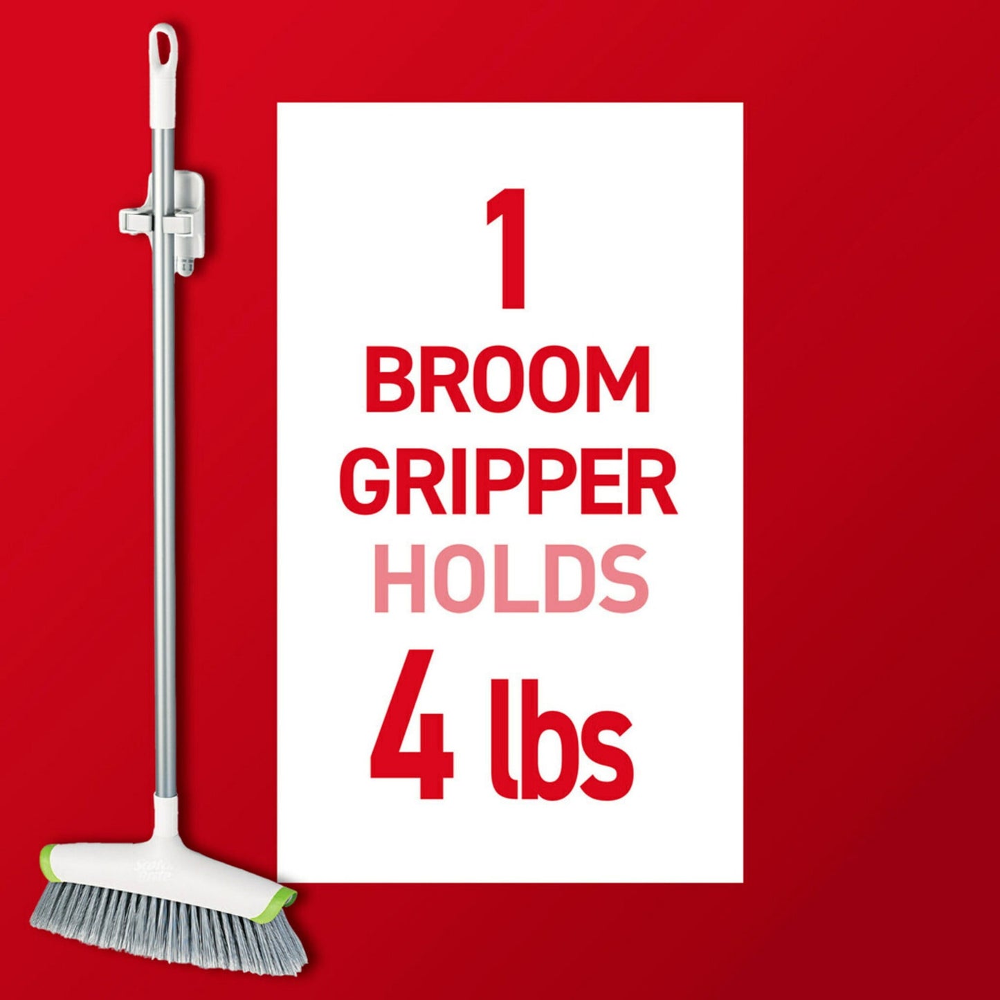 Command Broom and Mop Grippers Wall Hook, White, Damage Free Organizing, 3 Hangers