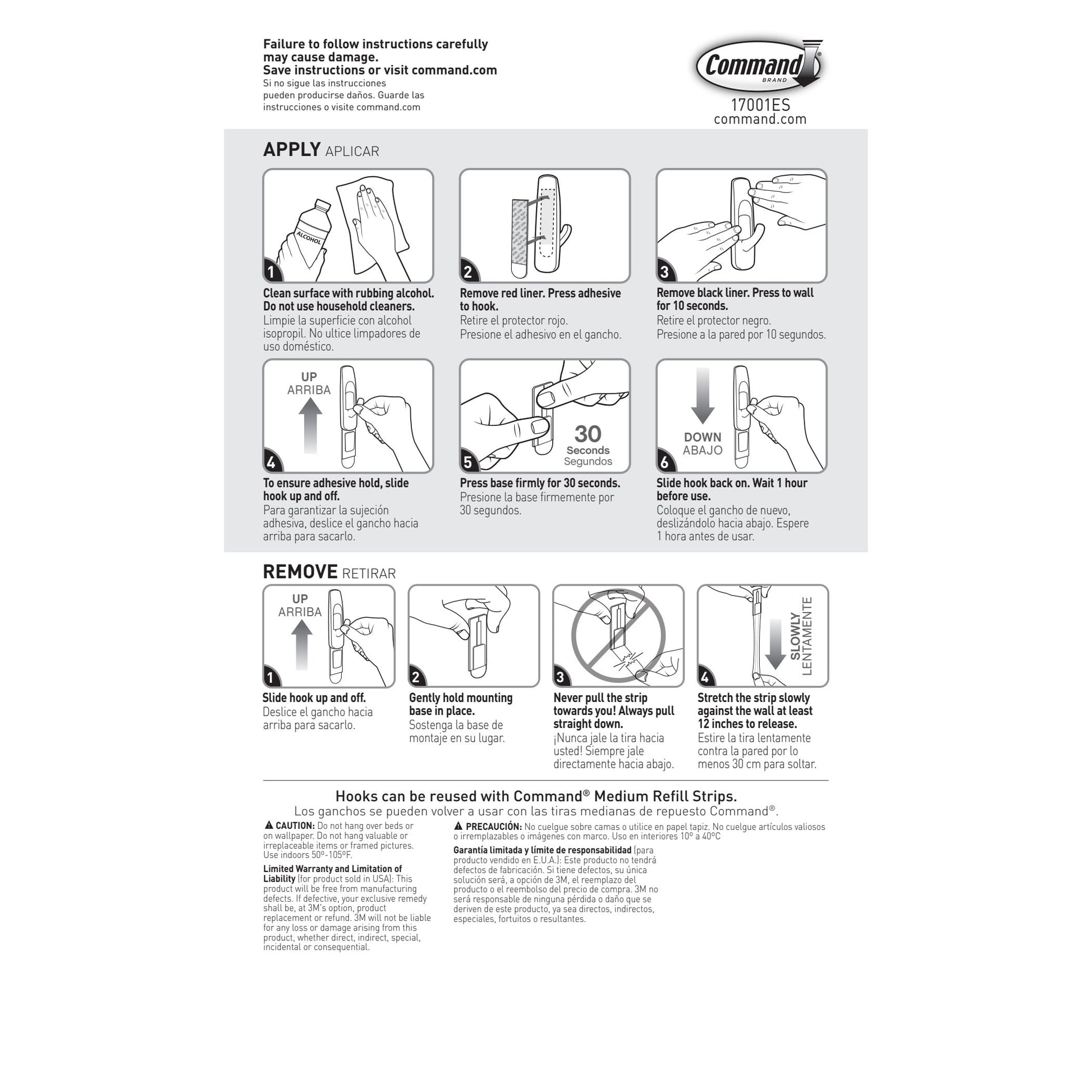 Command Medium Utility Hooks, White, Damage Free Organizing, 8 Hooks and 16 Command Strips